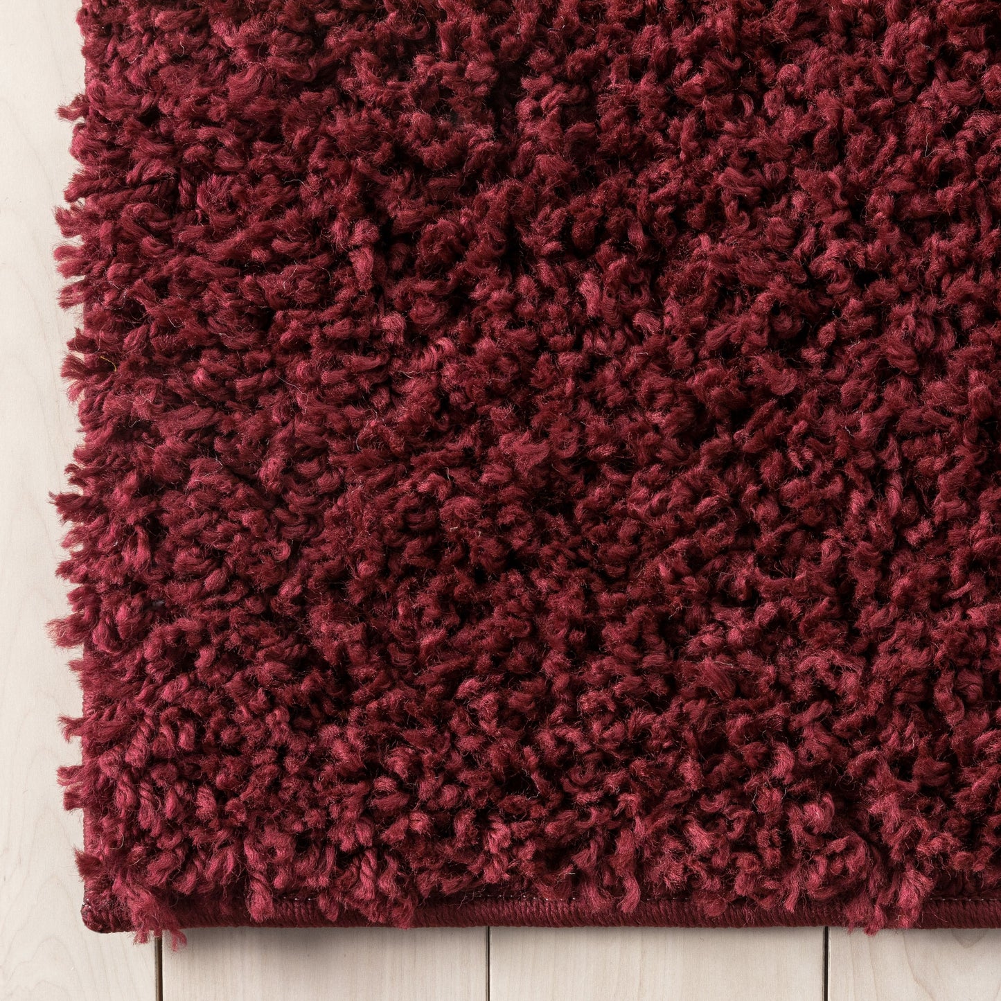 Emerson Modern Solid Deep Red Thick & Soft Shag Rug ELL-10