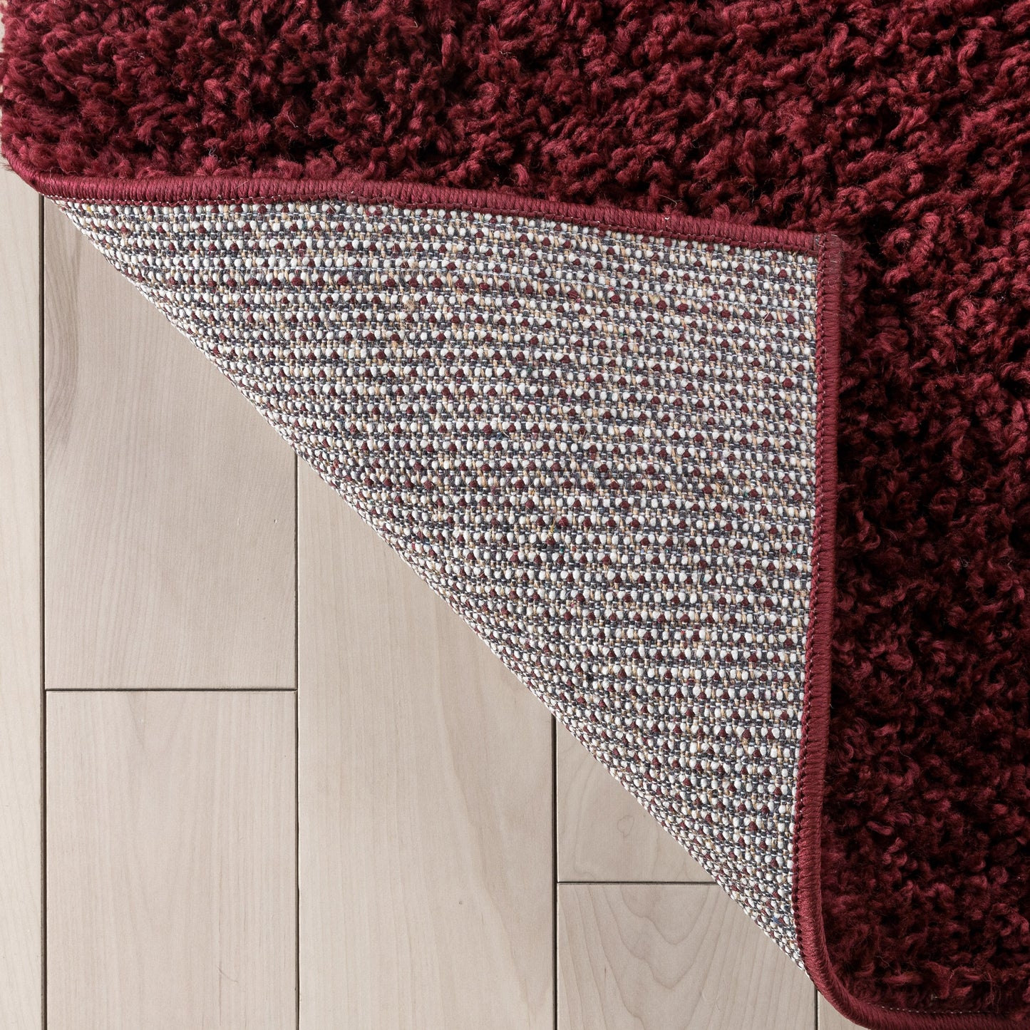 Emerson Modern Solid Deep Red Thick & Soft Shag Rug ELL-10
