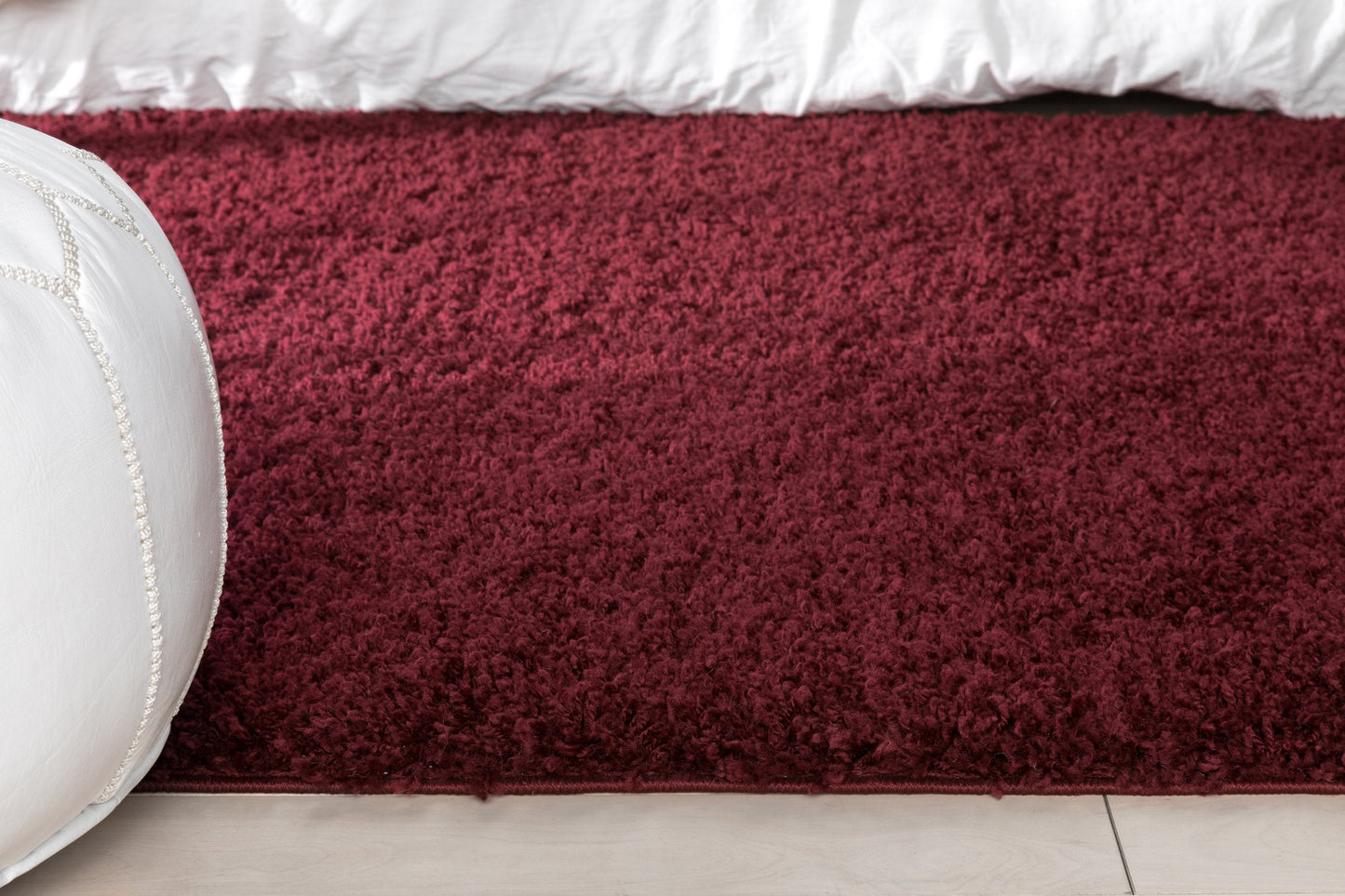 Emerson Modern Solid Deep Red Thick & Soft Shag Rug ELL-10