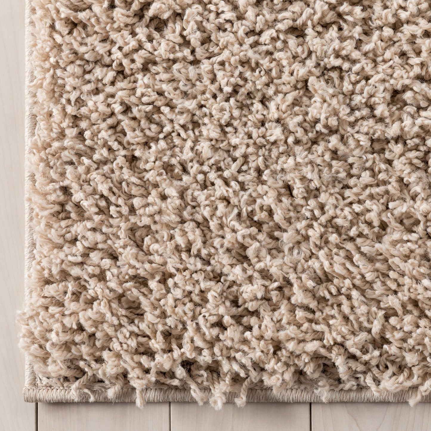 Emerson Modern Solid Beige Thick & Soft Shag Rug ELL-12