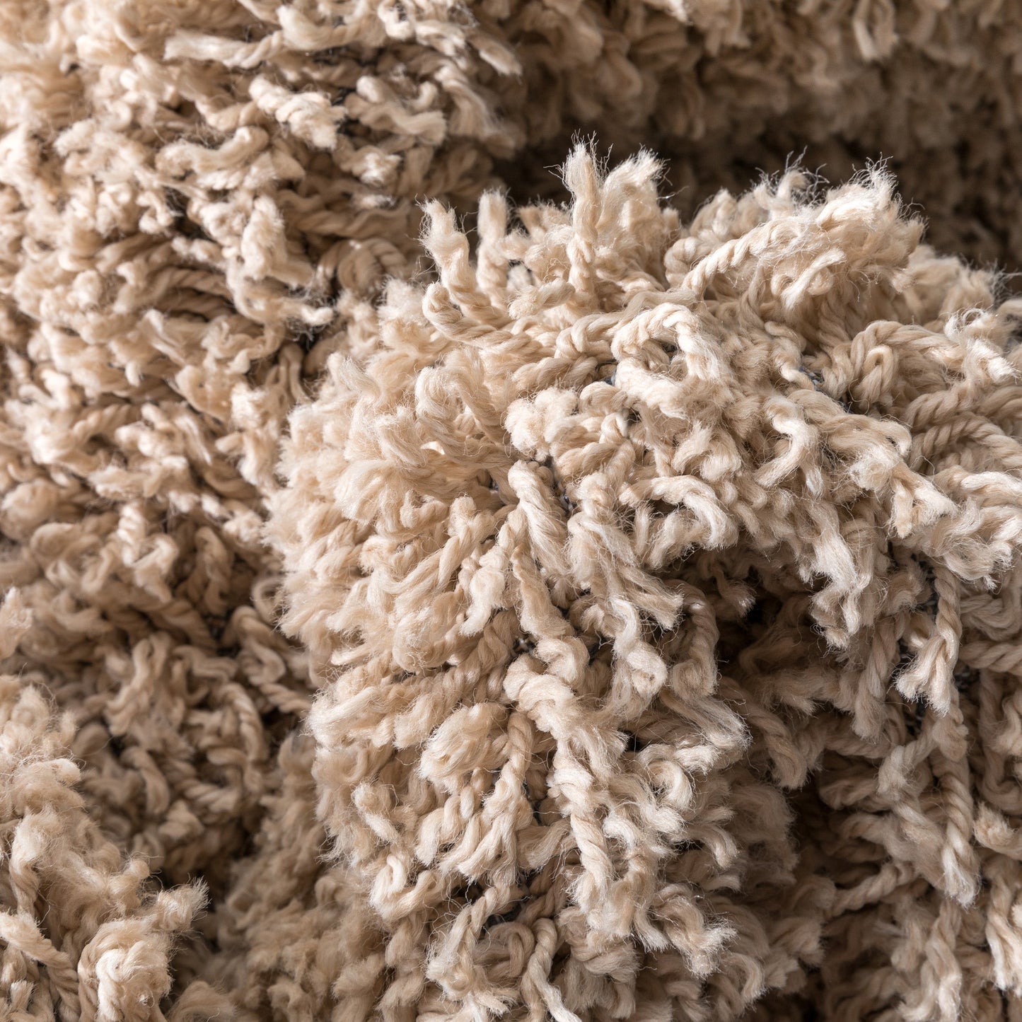 Emerson Modern Solid Beige Thick & Soft Shag Rug ELL-12
