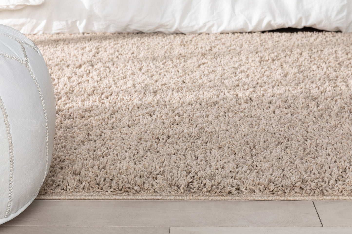Emerson Modern Solid Beige Thick & Soft Shag Rug ELL-12
