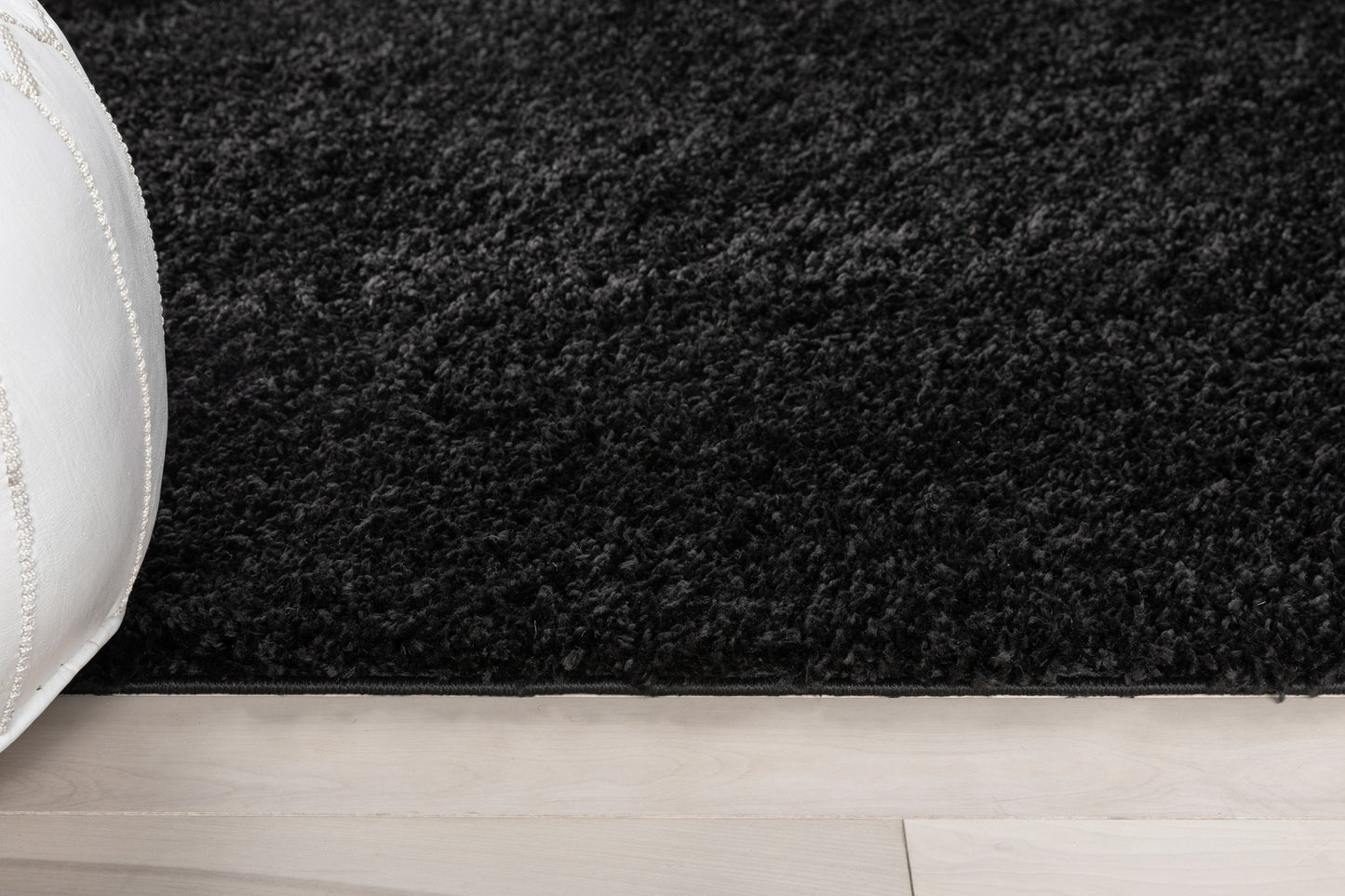 Emerson Modern Solid Black Thick & Soft Shag Rug ELL-13