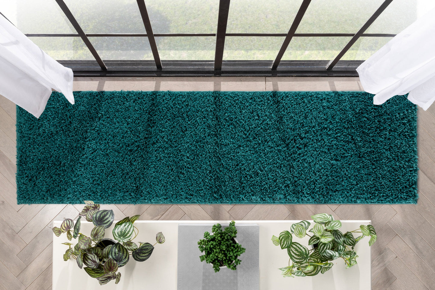 Emerson Modern Solid Green Textured Shag Rug ELL-15