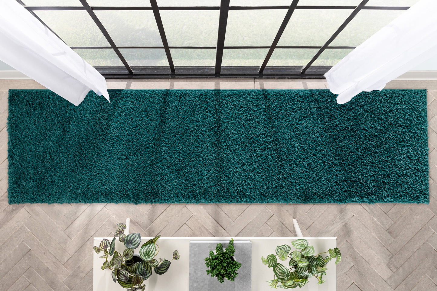Emerson Modern Solid Green Textured Shag Rug ELL-15