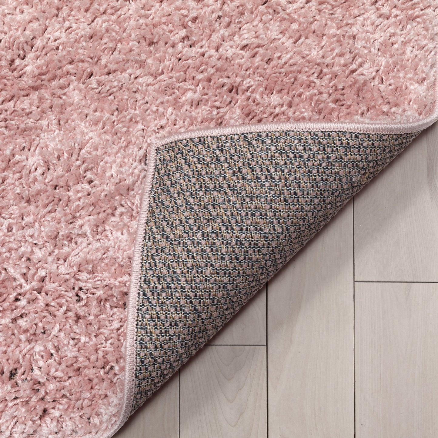 Emerson Modern Solid Pink Textured Shag Rug ELL-19