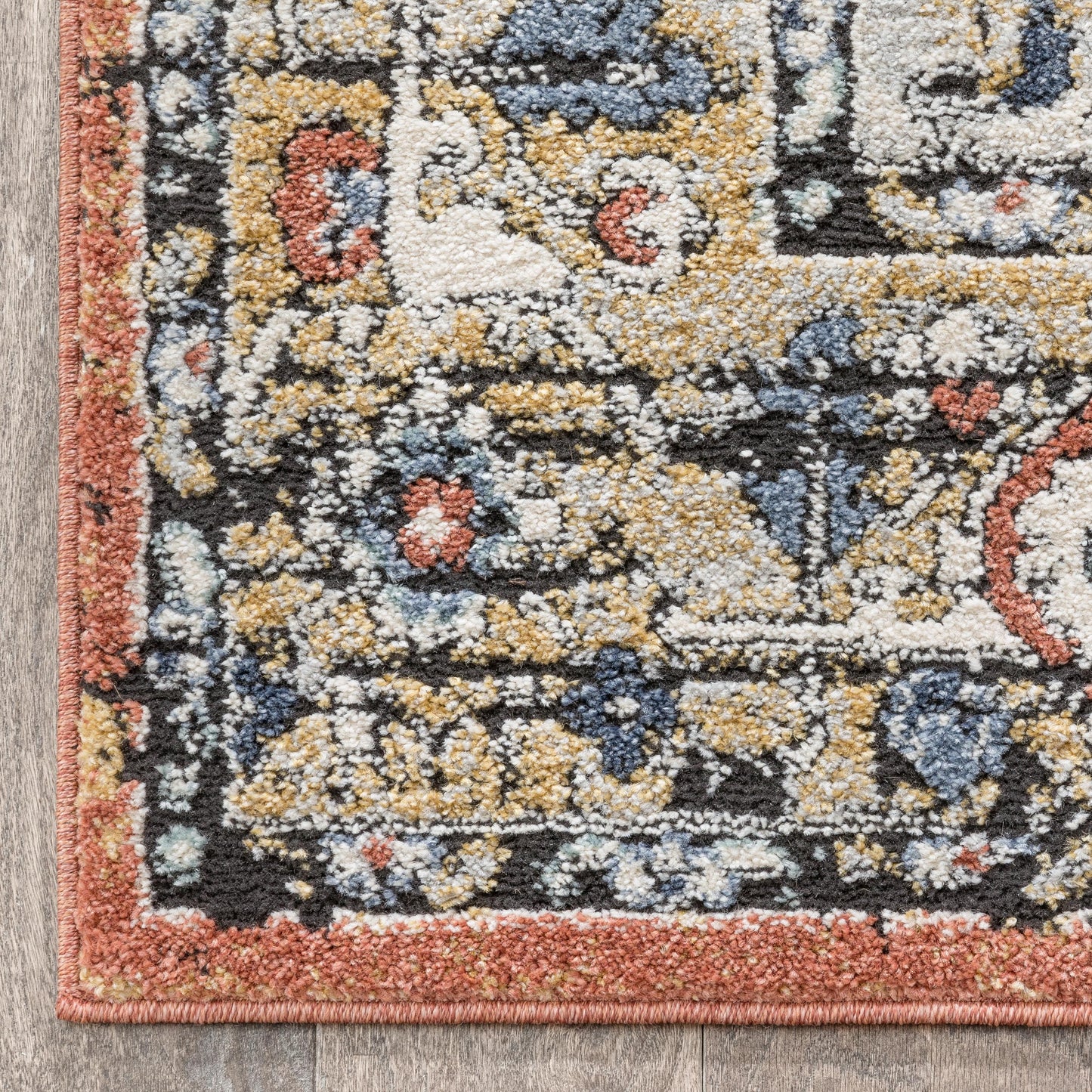 Messina Vintage Medallion Botanical Border Rust Rug ENV-10