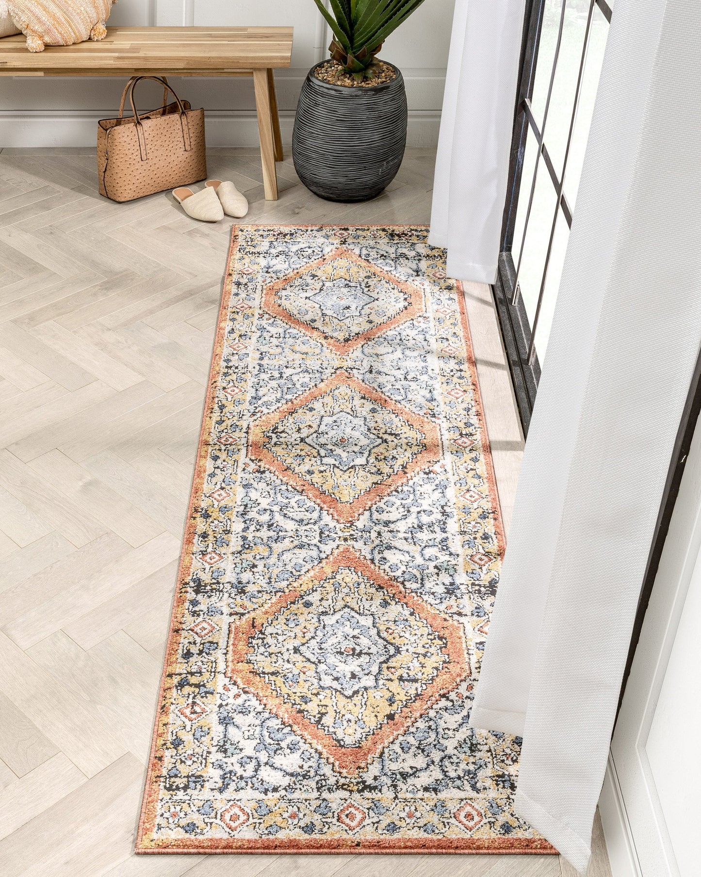 Messina Vintage Medallion Botanical Border Rust Rug ENV-10