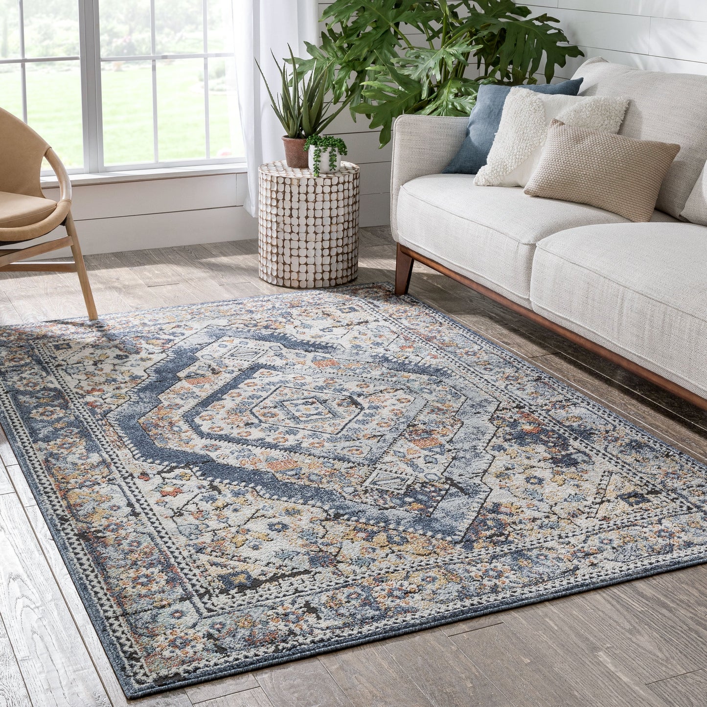 Salerno Bohemian Vintage Persian Medallion Blue Rug ENV-124