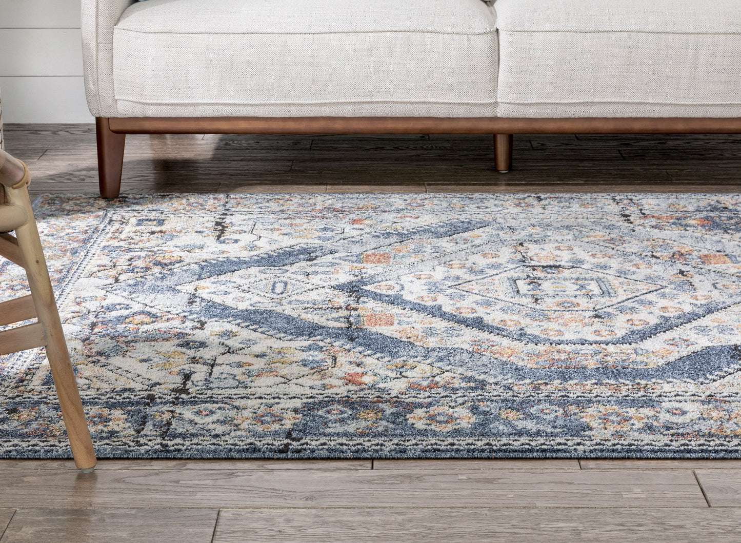 Salerno Bohemian Vintage Persian Medallion Blue Rug ENV-124