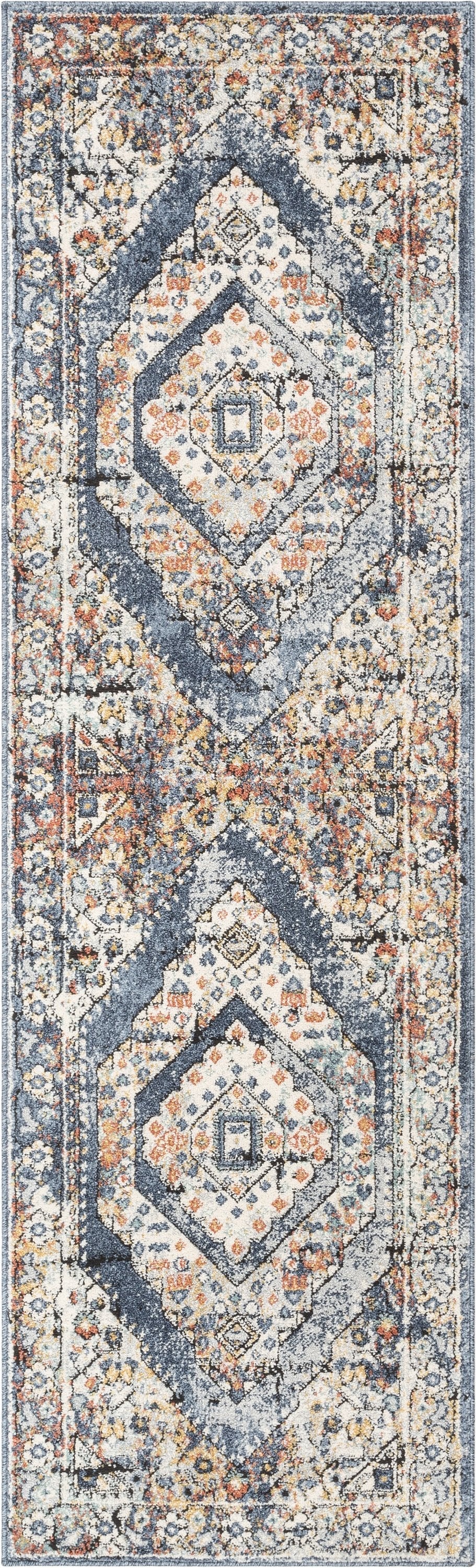 Salerno Bohemian Vintage Persian Medallion Blue Rug ENV-124