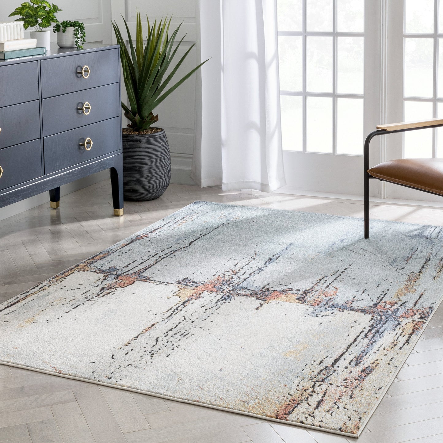 Gela Abstract Paintsplash Light Blue Rug ENV-136