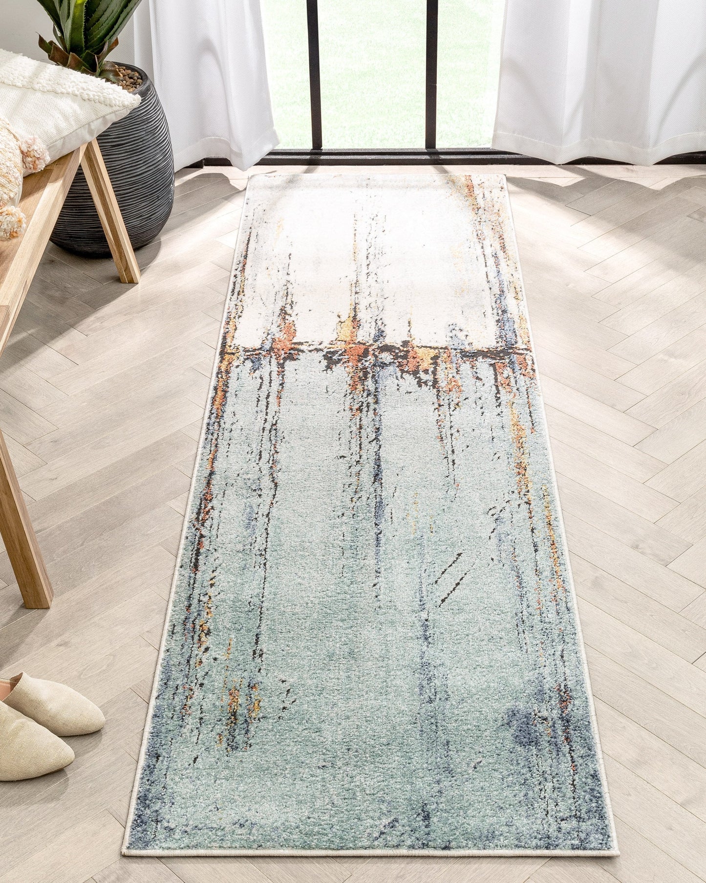 Gela Abstract Paintsplash Light Blue Rug ENV-136