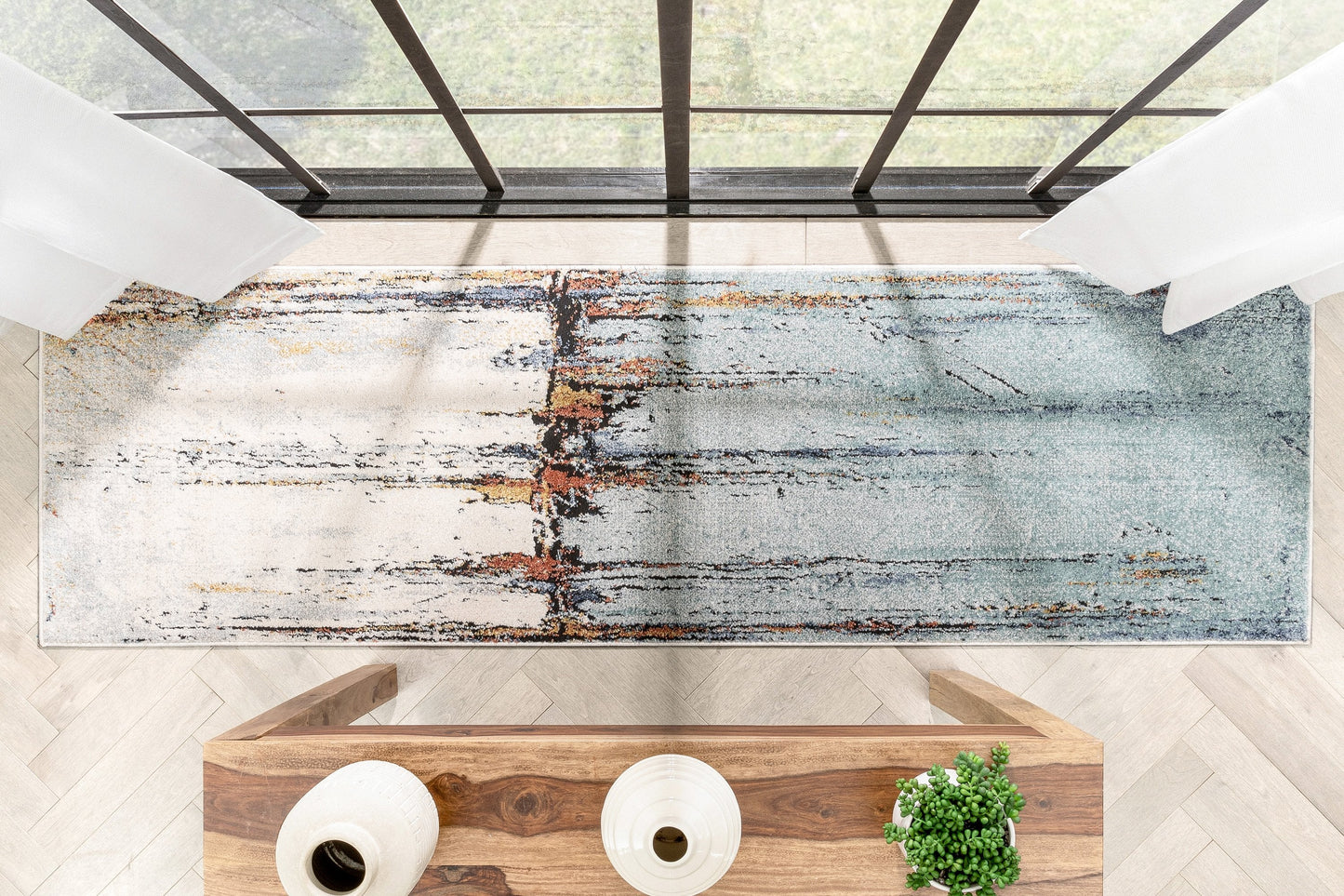 Gela Abstract Paintsplash Light Blue Rug ENV-136