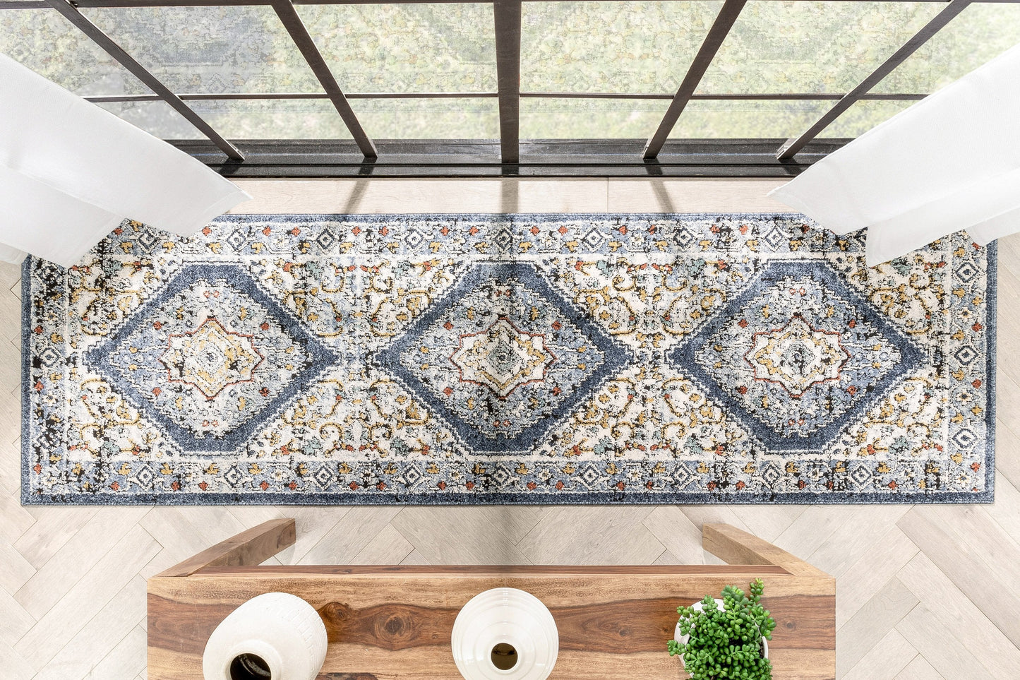 Messina Vintage Oriental Medallion Blue Rug ENV-14