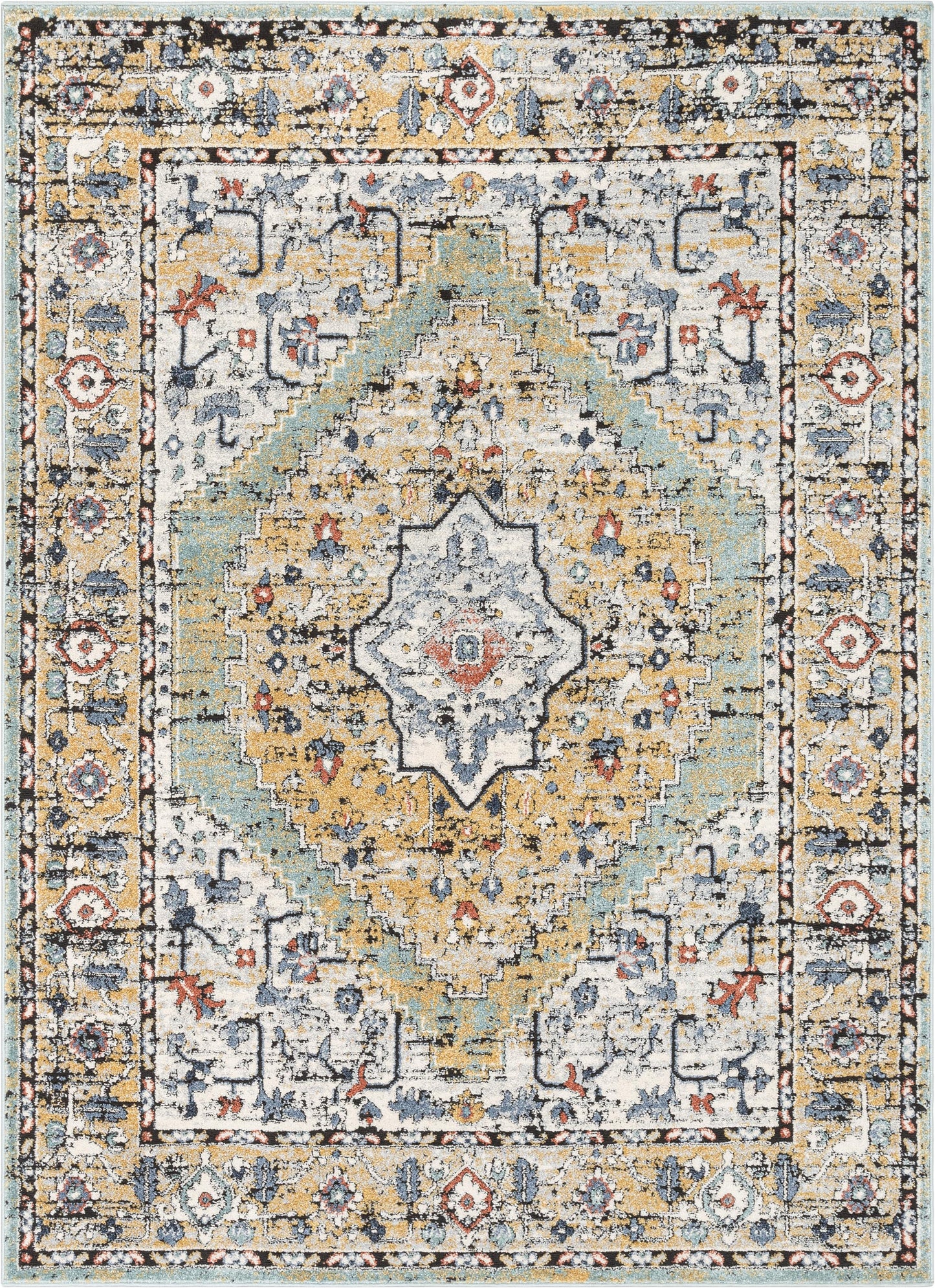 Messina Vintage Oriental Medallion Green Rug ENV-15