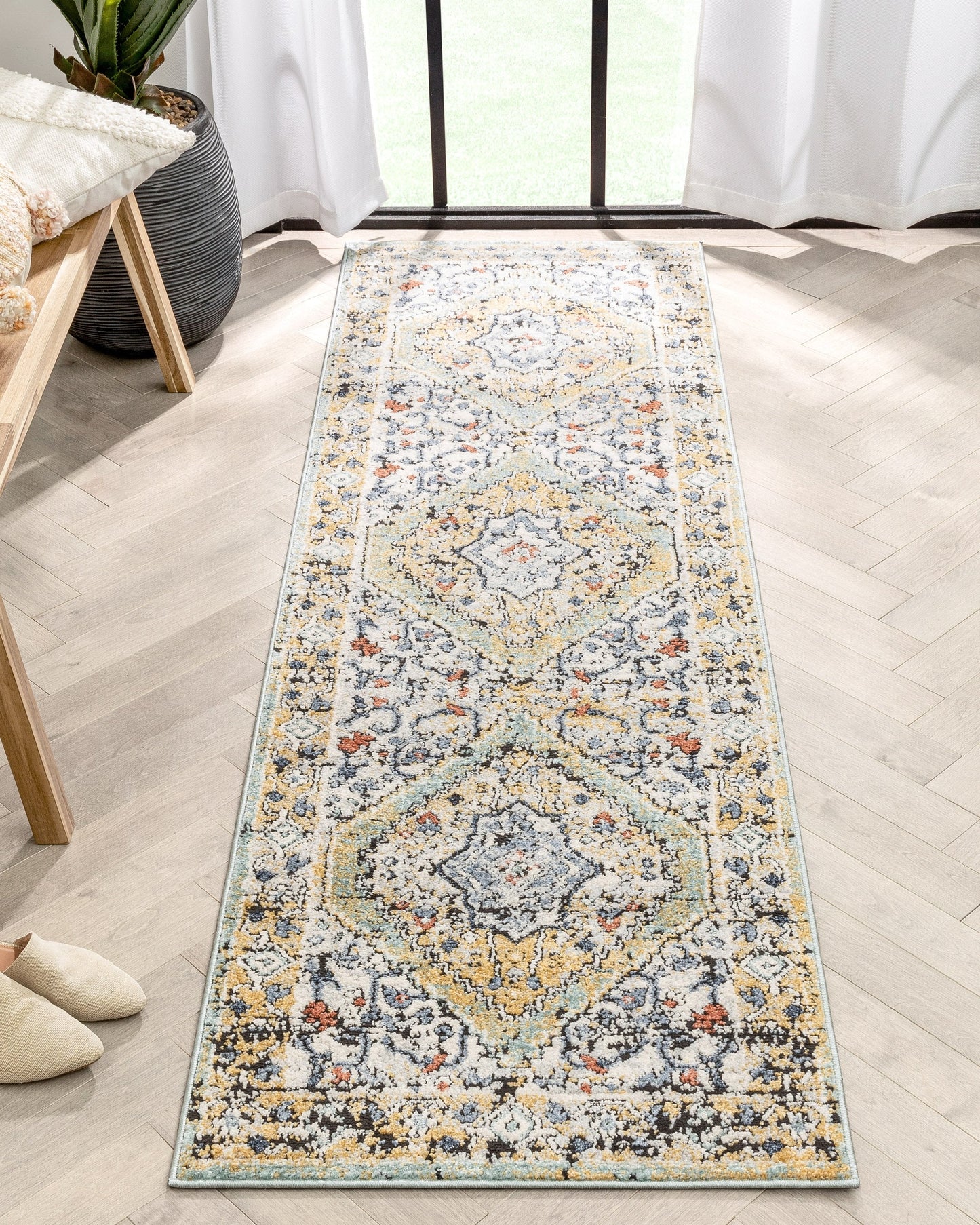 Messina Vintage Oriental Medallion Green Rug ENV-15