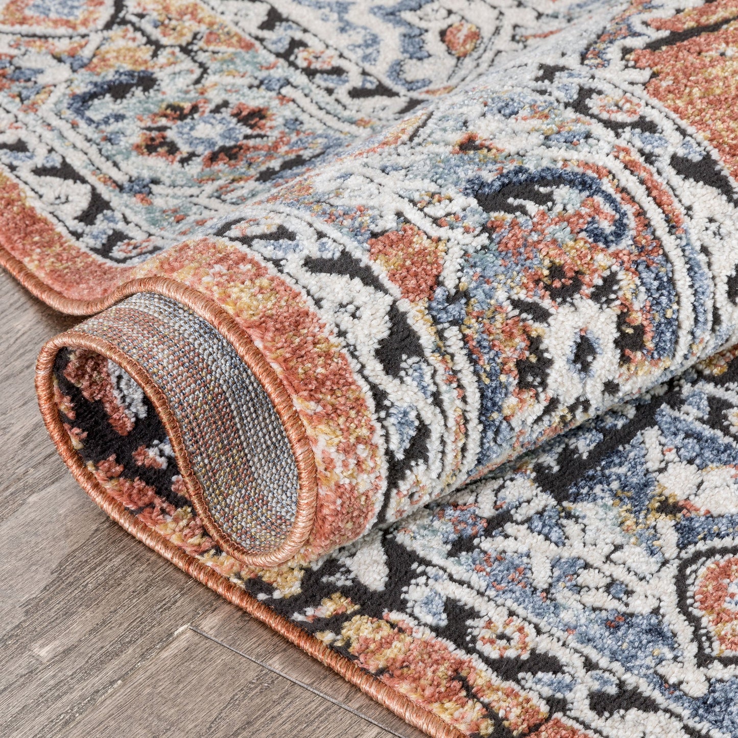 Andria Vintage Medallion Botanical Border Rust Rug ENV-20