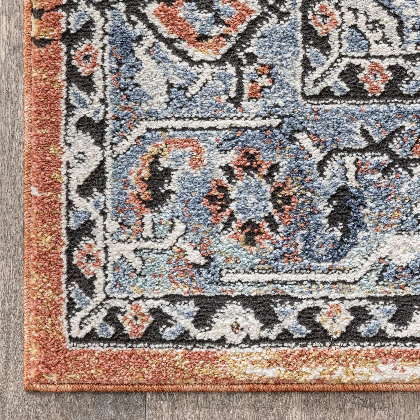 Andria Vintage Medallion Botanical Border Rust Rug ENV-20