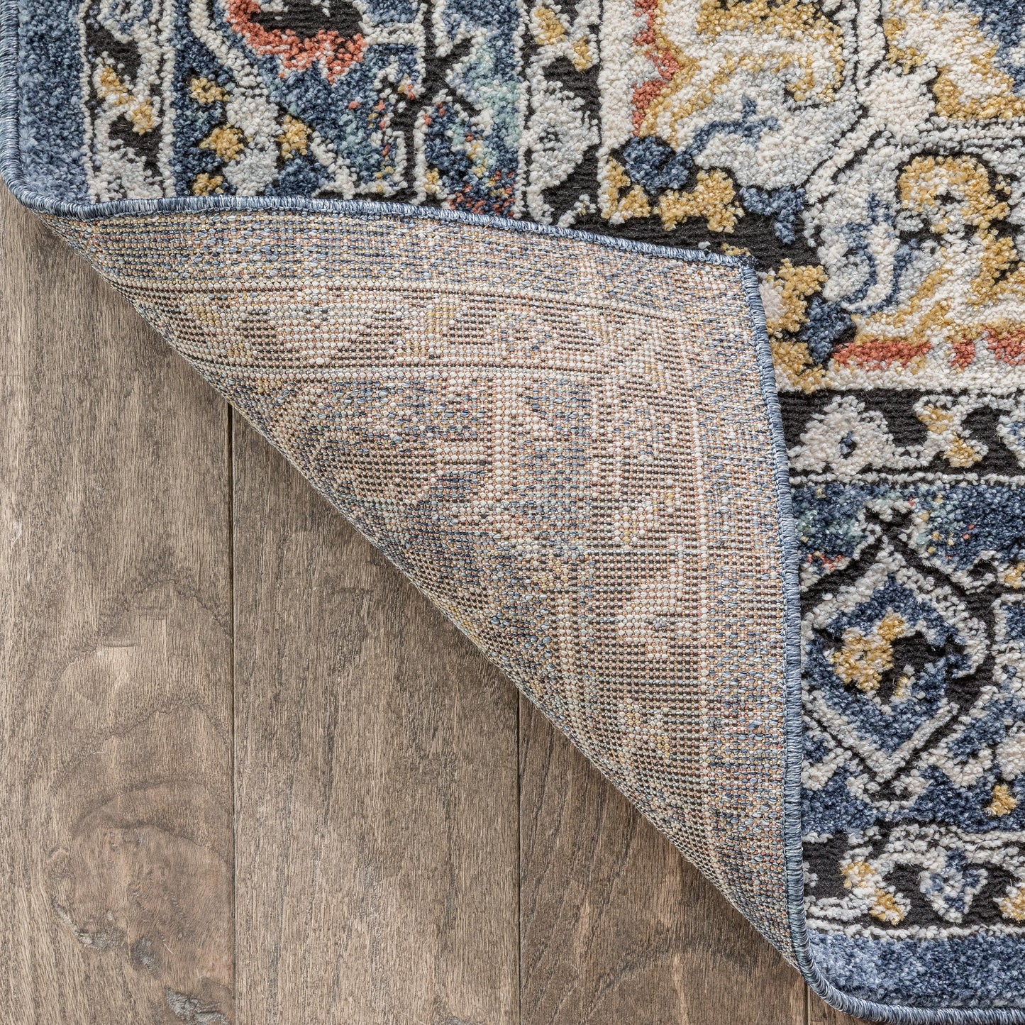 Andria Vintage Medallion Botanical Border Blue Rug ENV-24