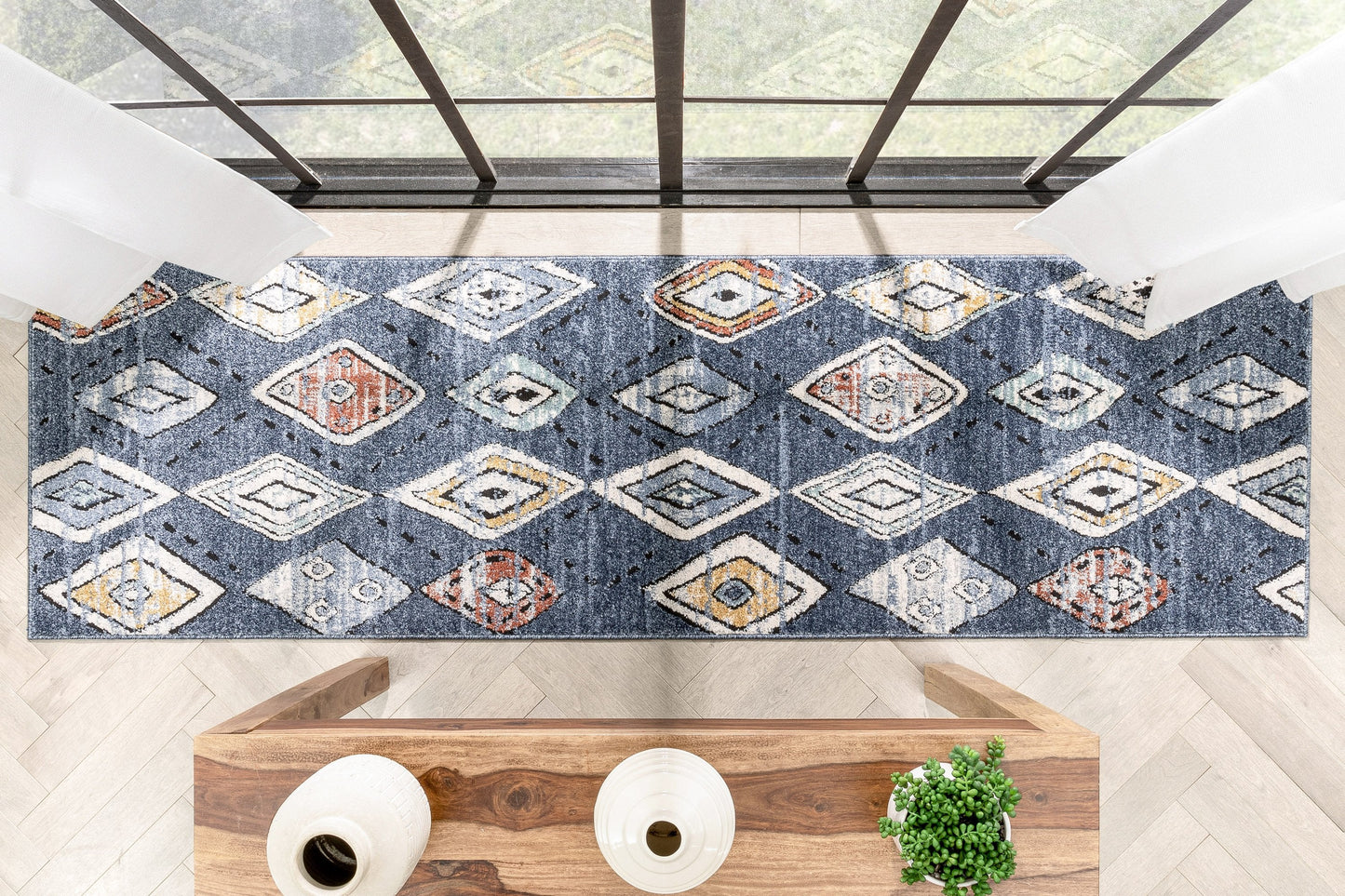 Cesena Tribal Moroccan Diamond Blue Rug ENV-34