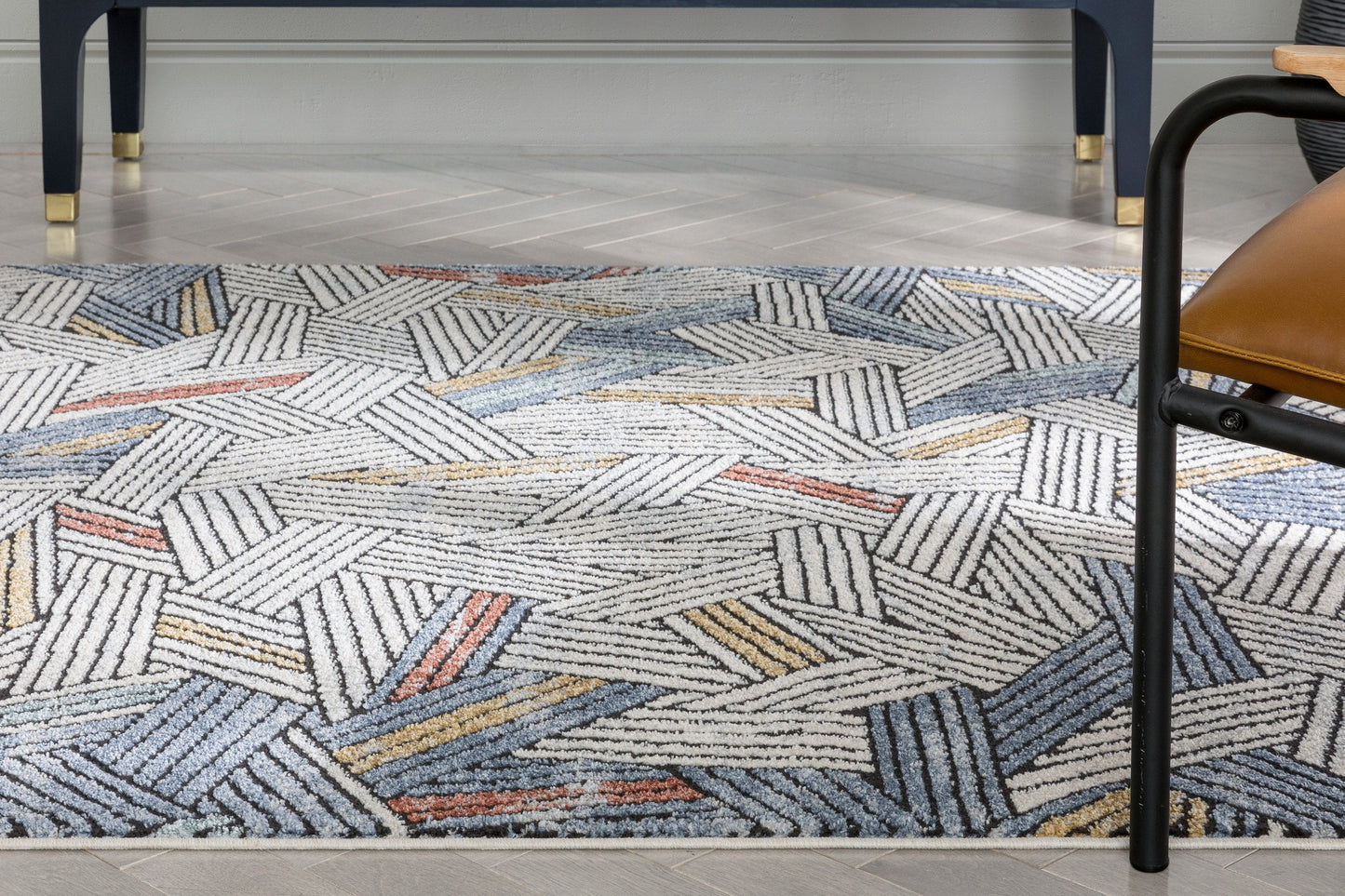 Varese Abstract Geometric Stripes Blue Rug ENV-54
