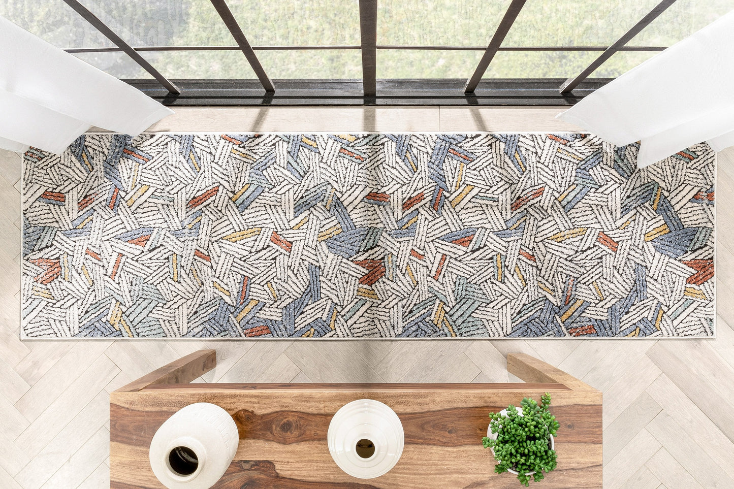 Varese Abstract Geometric Stripes Blue Rug ENV-54