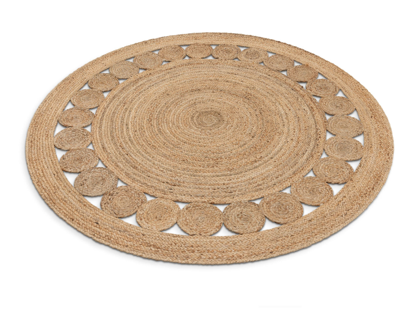 Oleana Farmhouse Jute Rug Hand-Woven Basket Weave Jute Rug Geometric Pattern Natural Color EVA-52