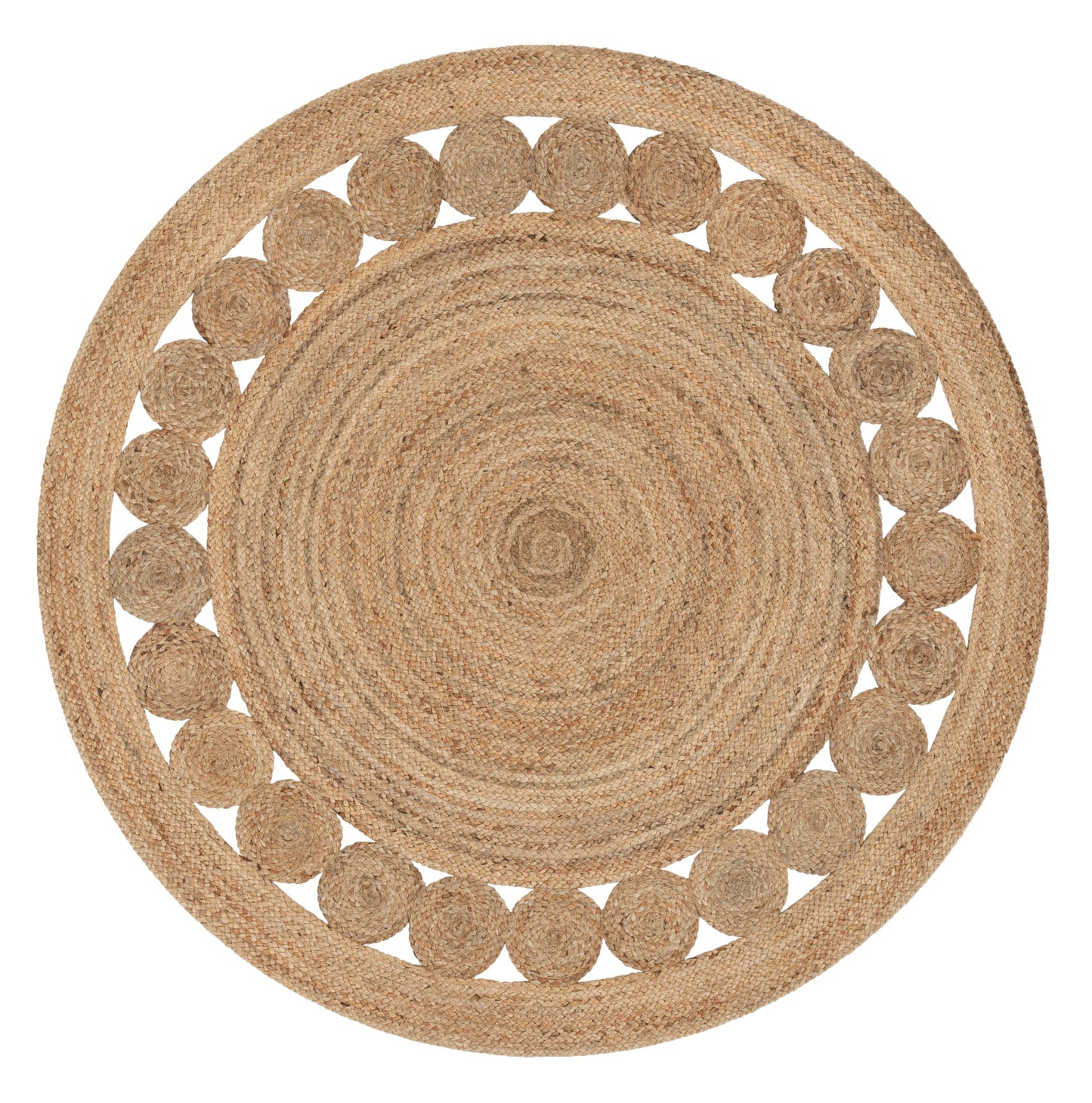 Oleana Farmhouse Jute Rug Hand-Woven Basket Weave Jute Rug Geometric Pattern Natural Color EVA-52