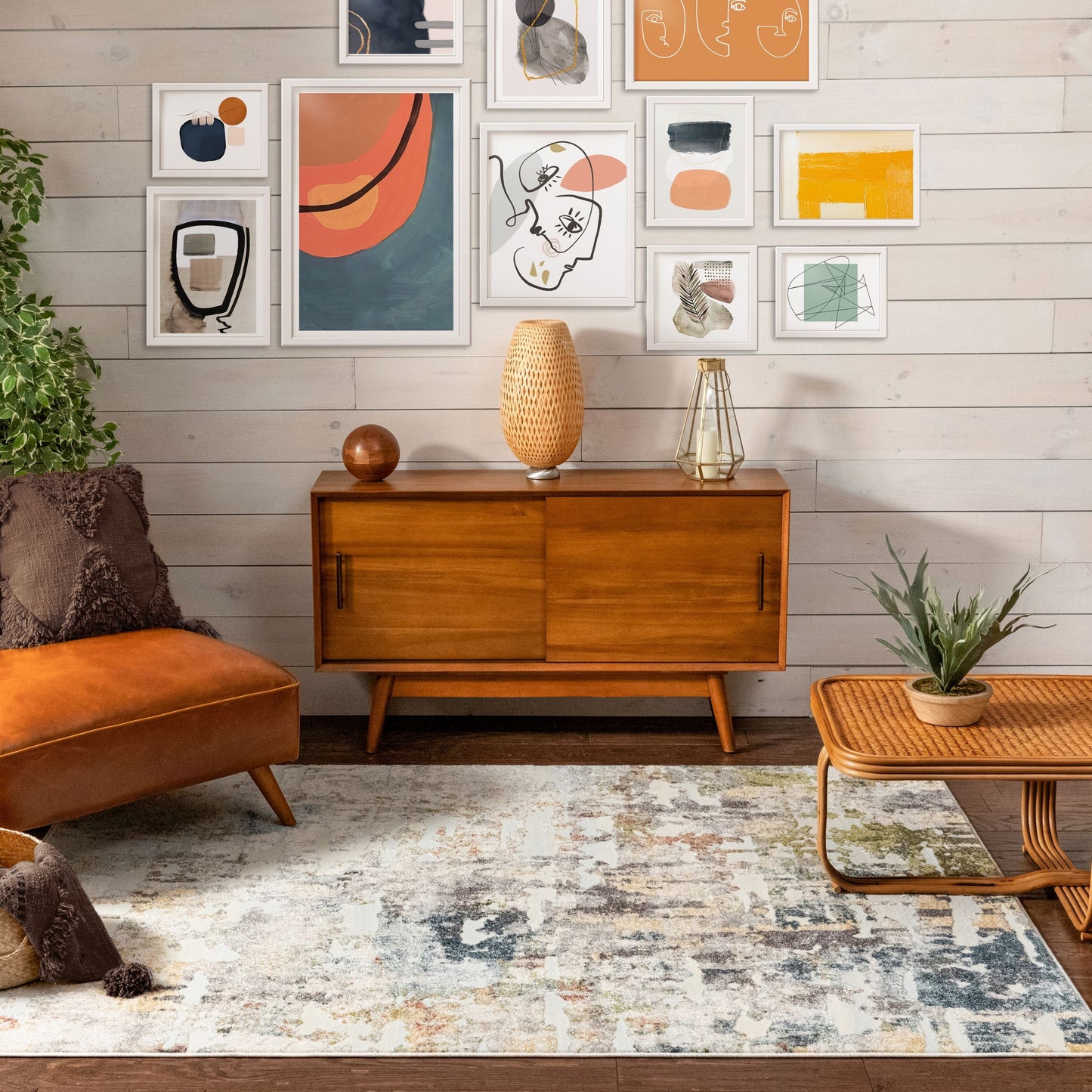 Azura Vintage Distressed Abstract Multi Rug FA-14