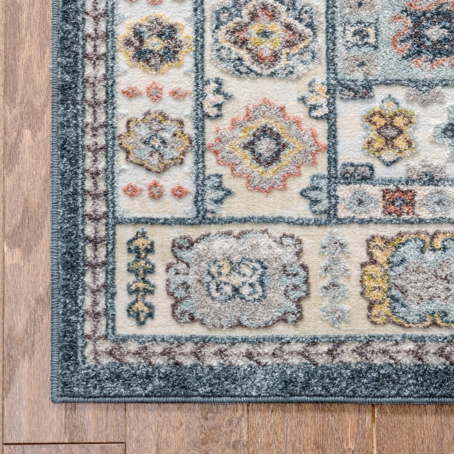 Aryn Vintage Tribal Medallion Floral Blue Rug FA-24