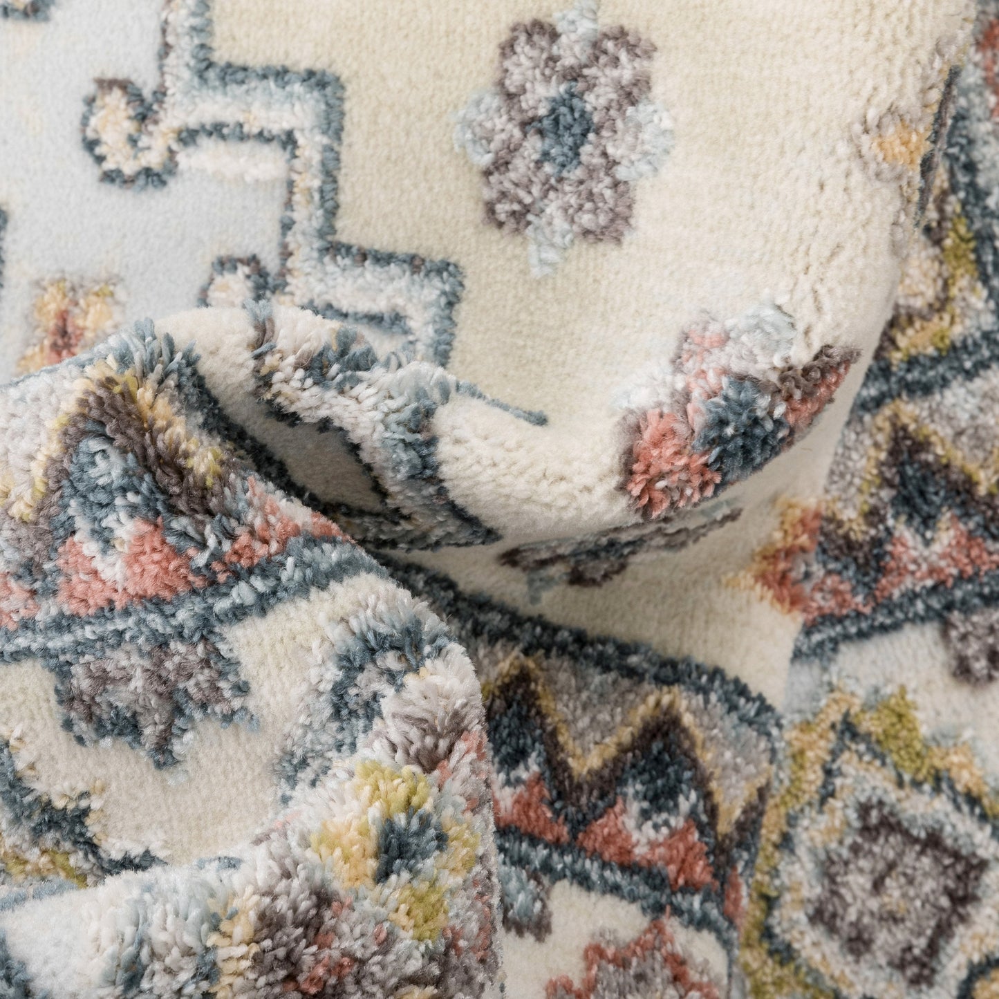 Aryn Vintage Tribal Medallion Floral Blue Rug FA-24
