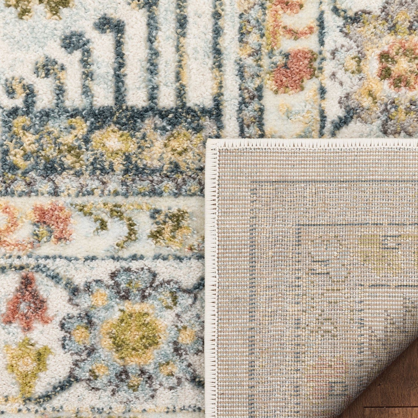 Novalie Vintage Medallion Botanical Border Ivory Rug FA-52