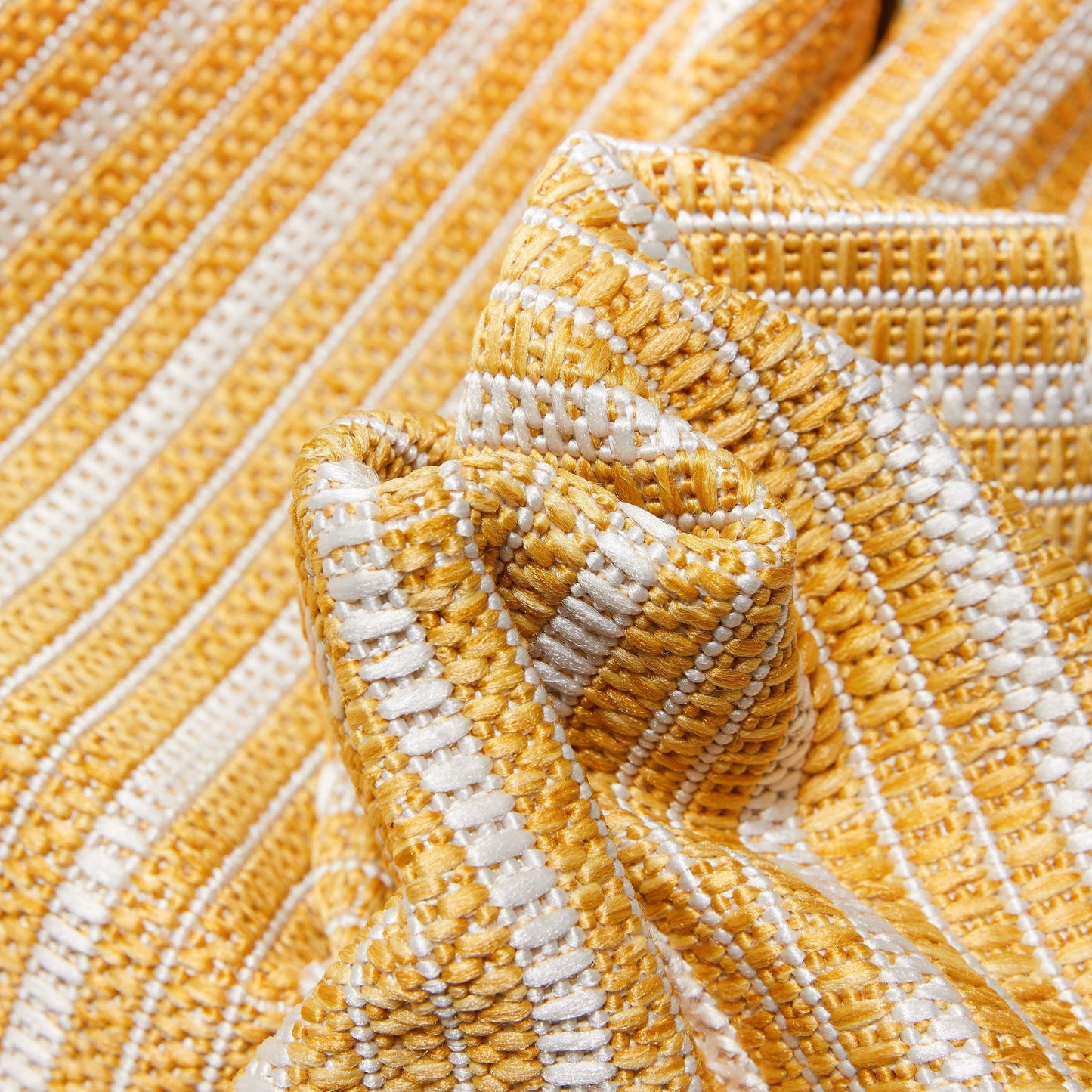 Frankie Modern Stripes Indoor/Outdoor Yellow Textured Rug FAL-21