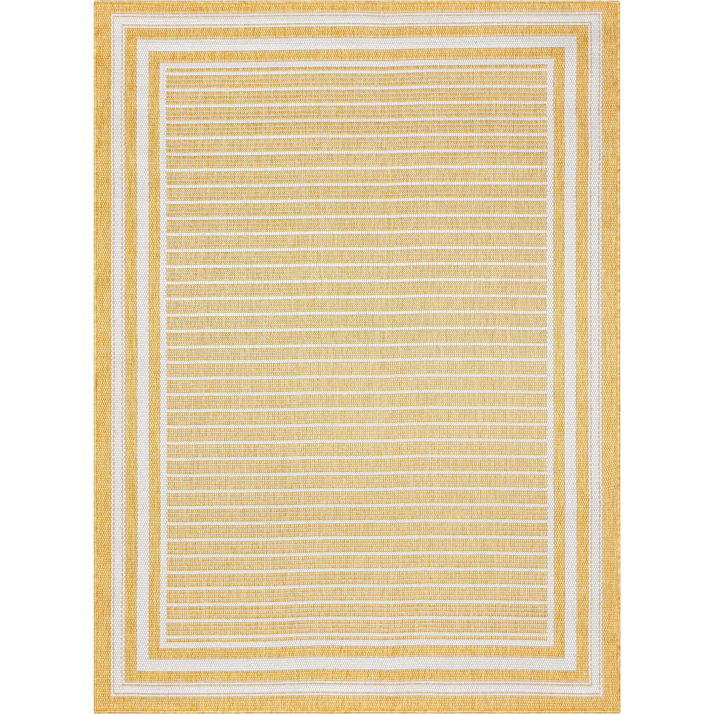 Frankie Modern Stripes Indoor/Outdoor Yellow Textured Rug FAL-21