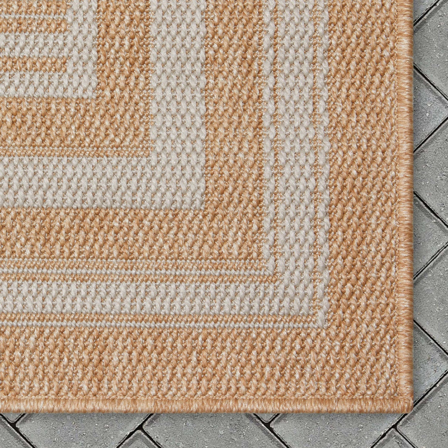 Frankie Modern Stripes Indoor/Outdoor Beige Textured Rug FAL-22
