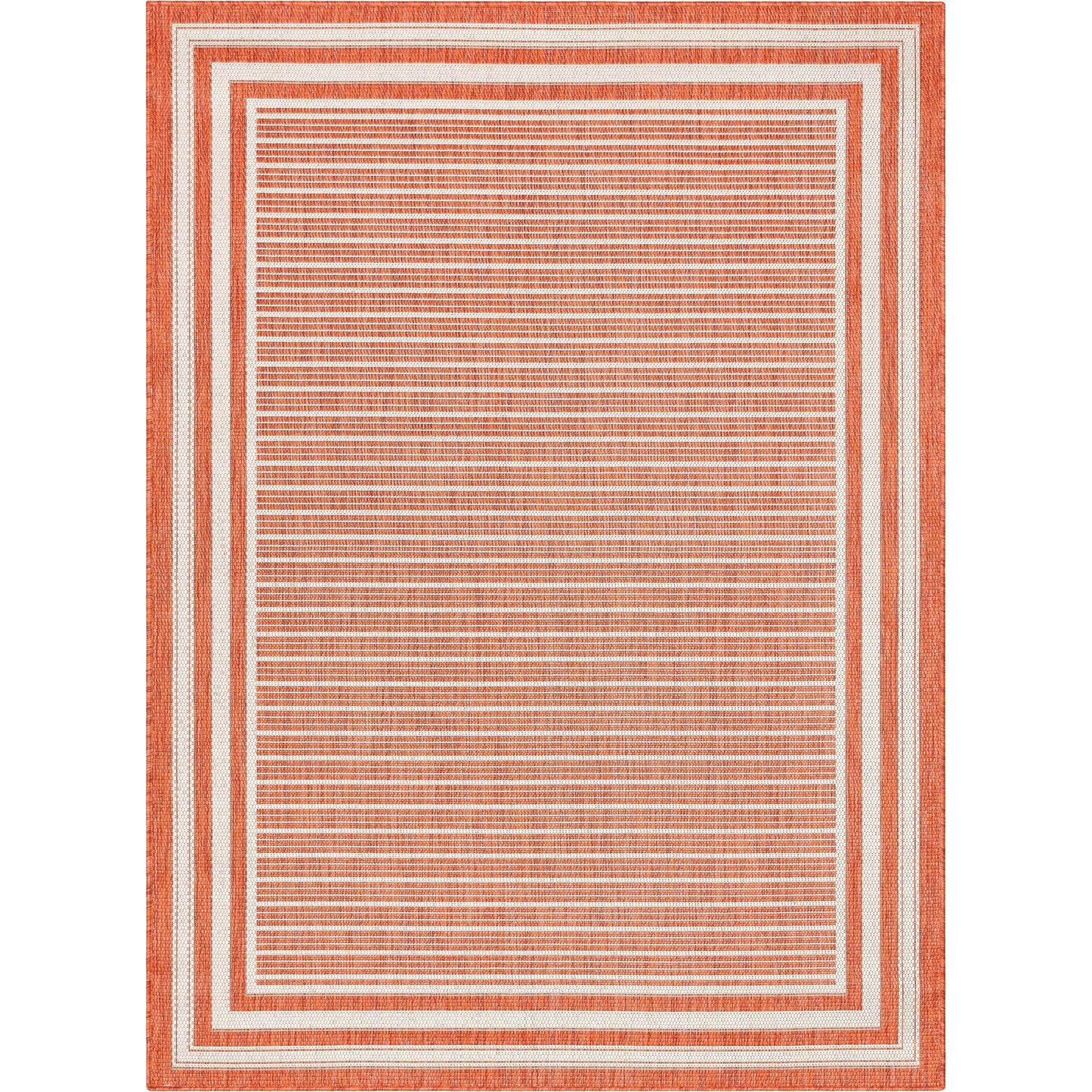 Frankie Modern Stripes Indoor/Outdoor Orange Textured Rug FAL-29