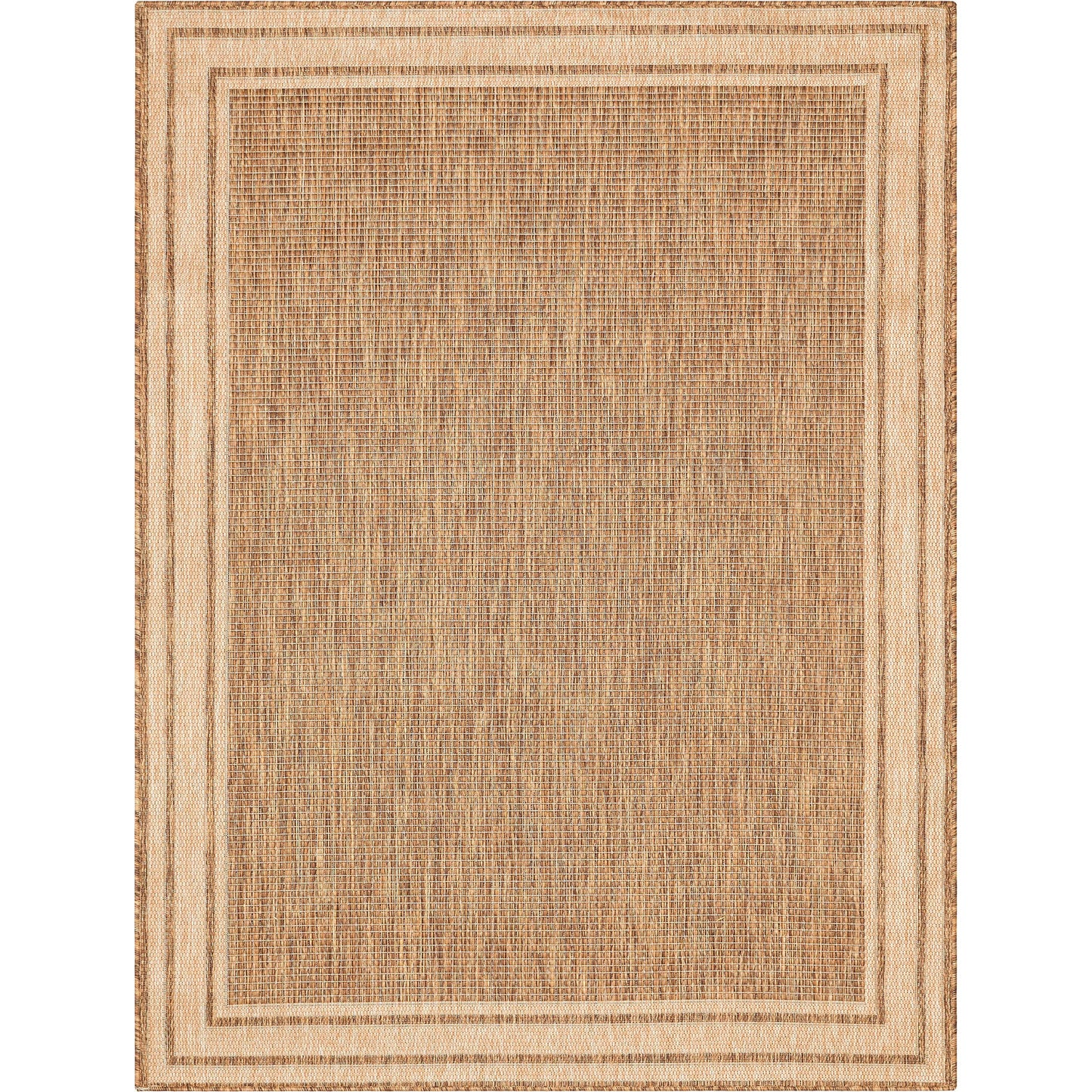 Perry Solid Border Pattern Indoor/Outdoor Brown Textured Rug FAL-38