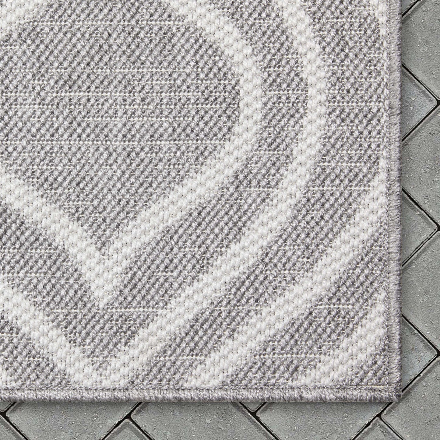 Ludo Lattice Trellis Indoor/Outdoor Grey Textured Rug FAL-47