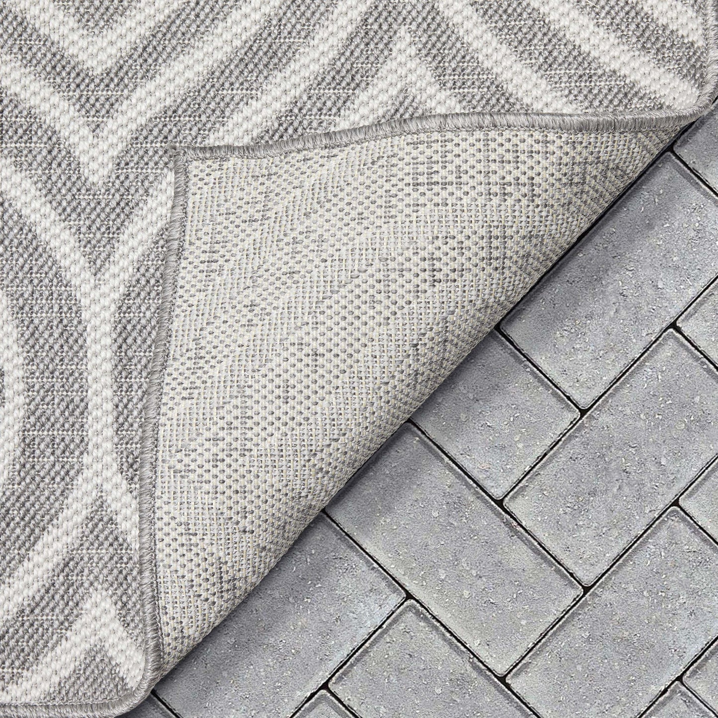 Ludo Lattice Trellis Indoor/Outdoor Grey Textured Rug FAL-47