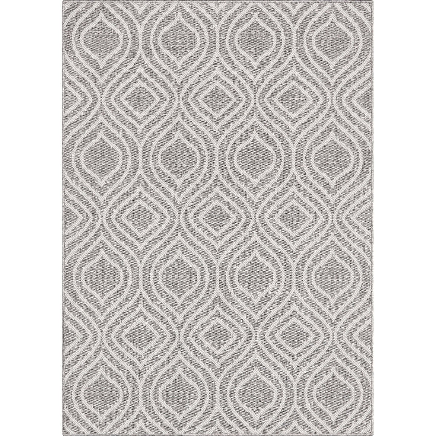 Ludo Lattice Trellis Indoor/Outdoor Grey Textured Rug FAL-47