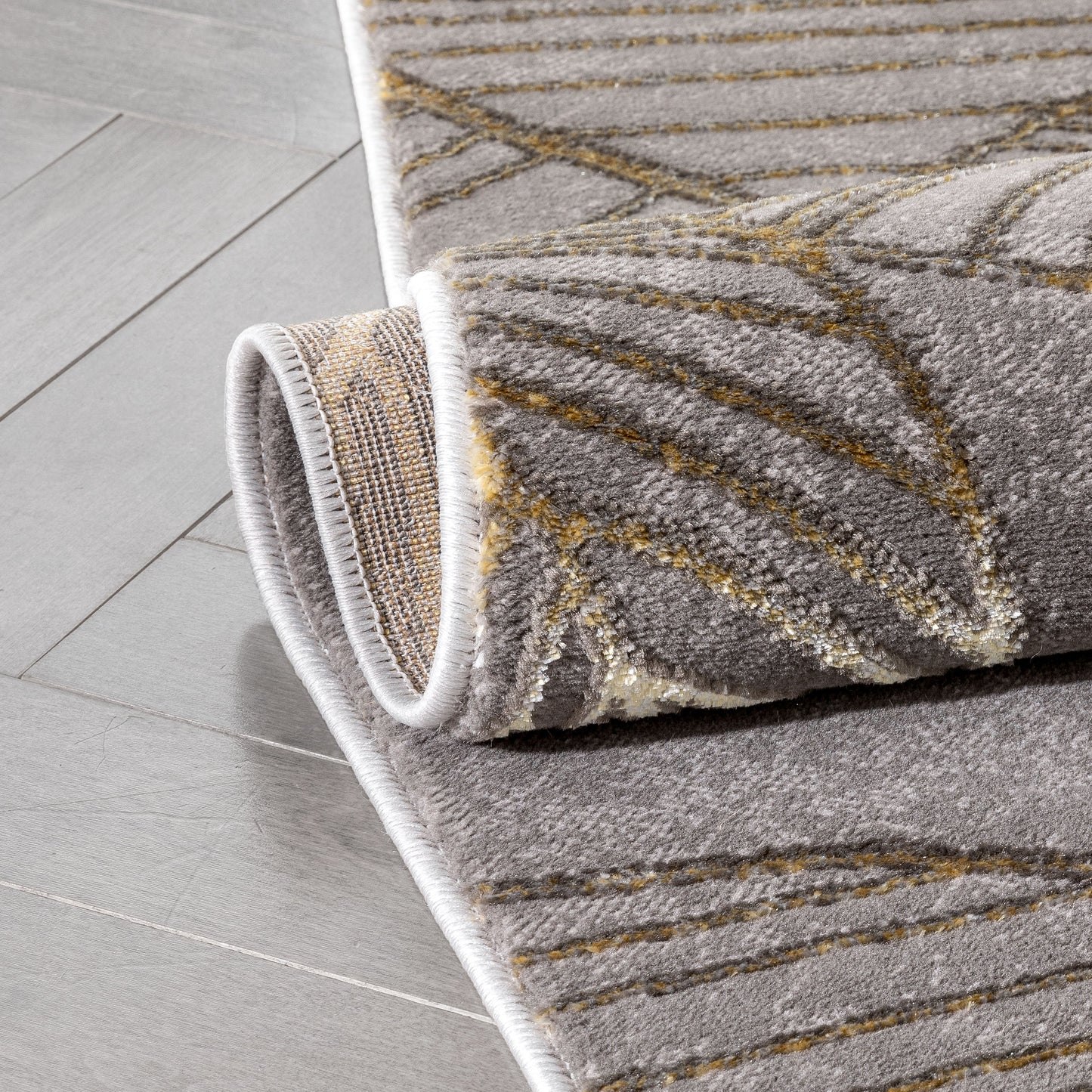 Madeline Retro Marble Pattern Grey Glam Rug FRM-147