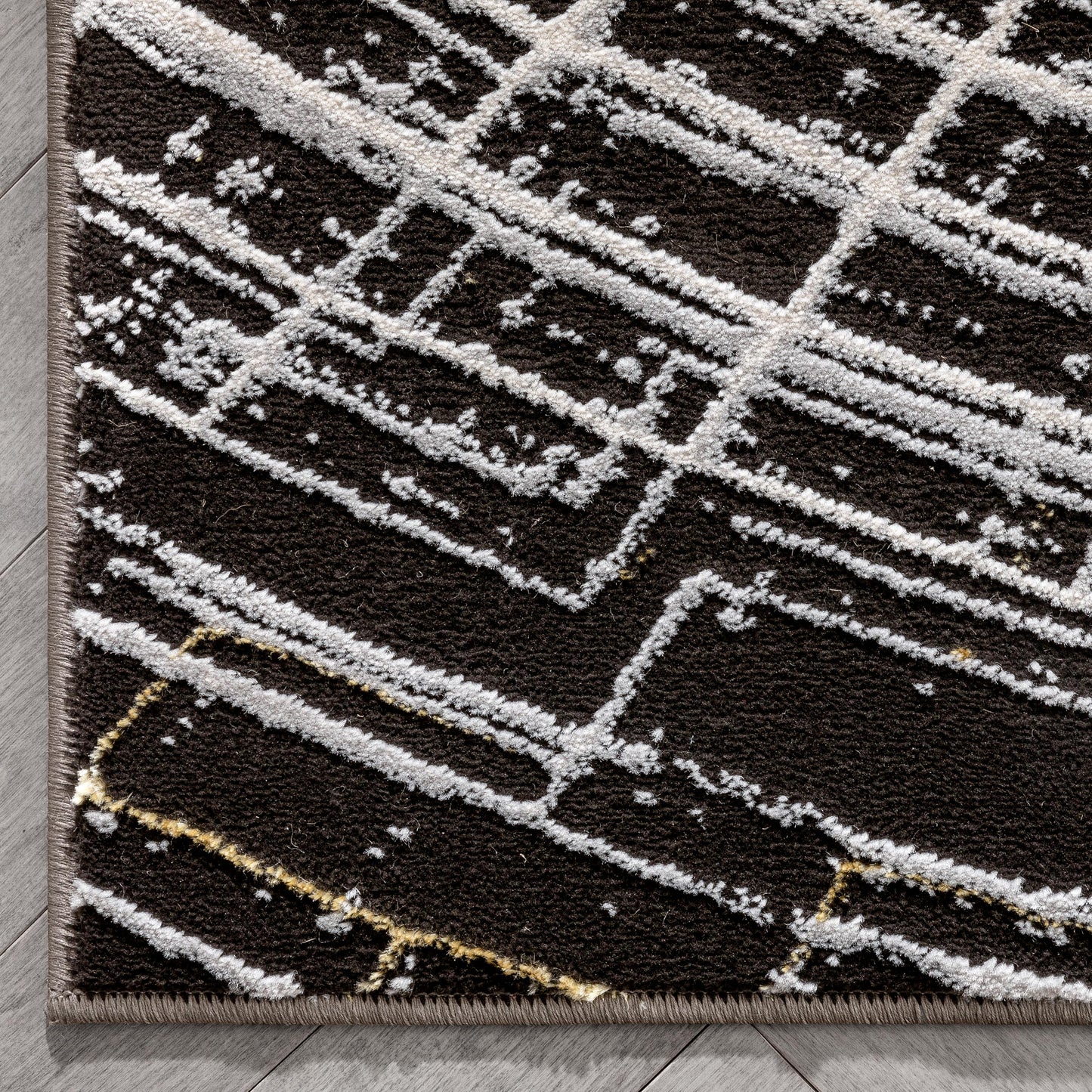 Vernon Retro Geometric Grey Glam Rug FRM-197
