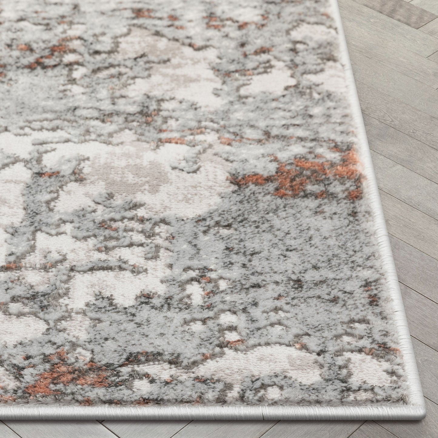Angus Modern Abstract Distressed Grey Blush Glam Rug FRM-27