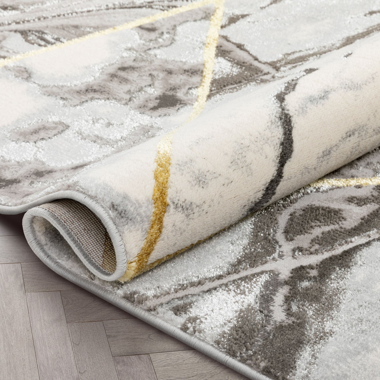 Arlo Retro Marble Pattern Grey Glam Rug FRM-47