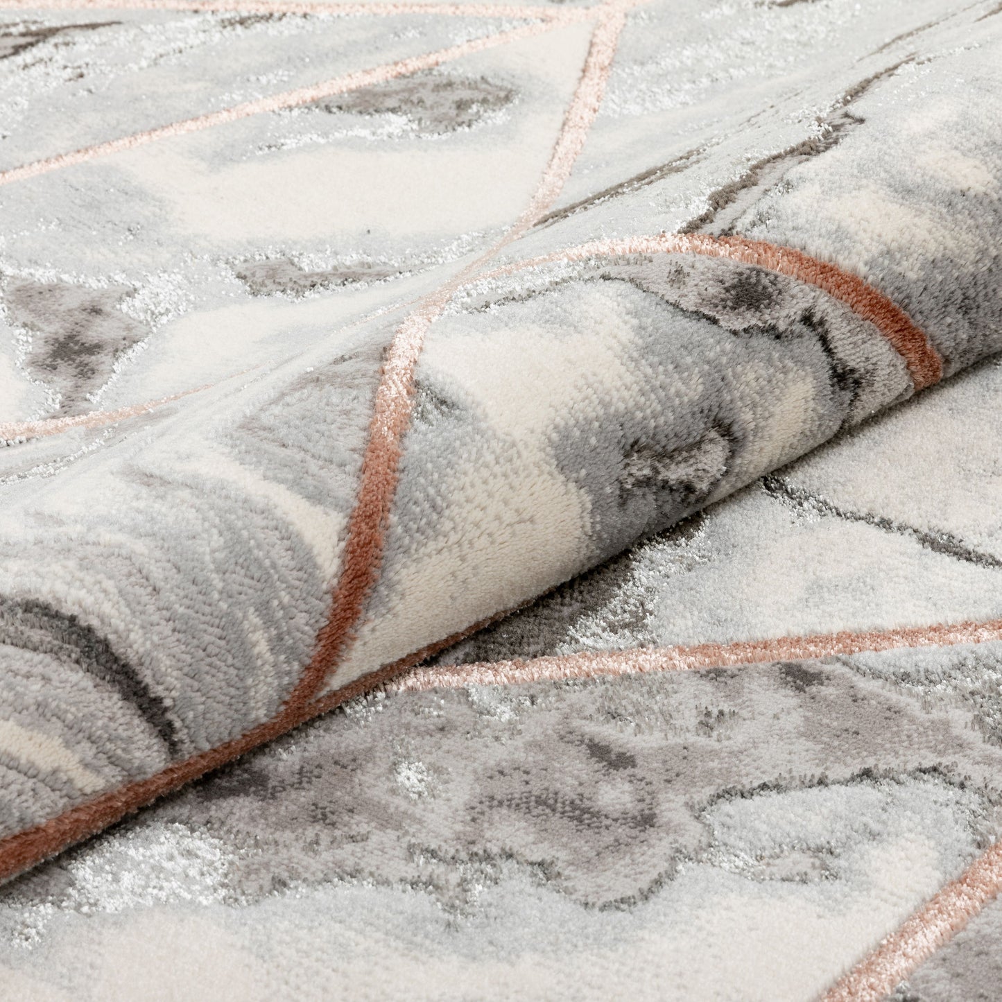 Arlo Retro Marble Pattern Grey Blush Glam Rug FRM-49