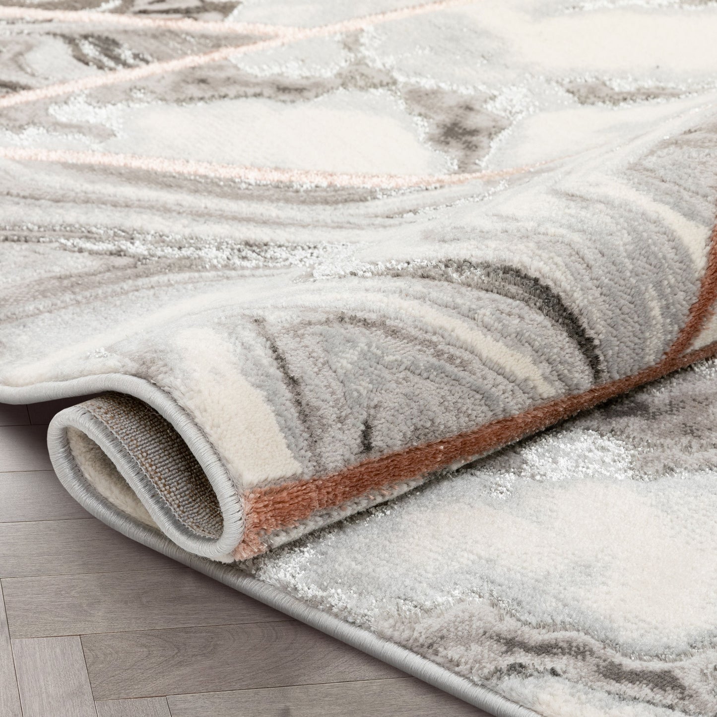 Arlo Retro Marble Pattern Grey Blush Glam Rug FRM-49