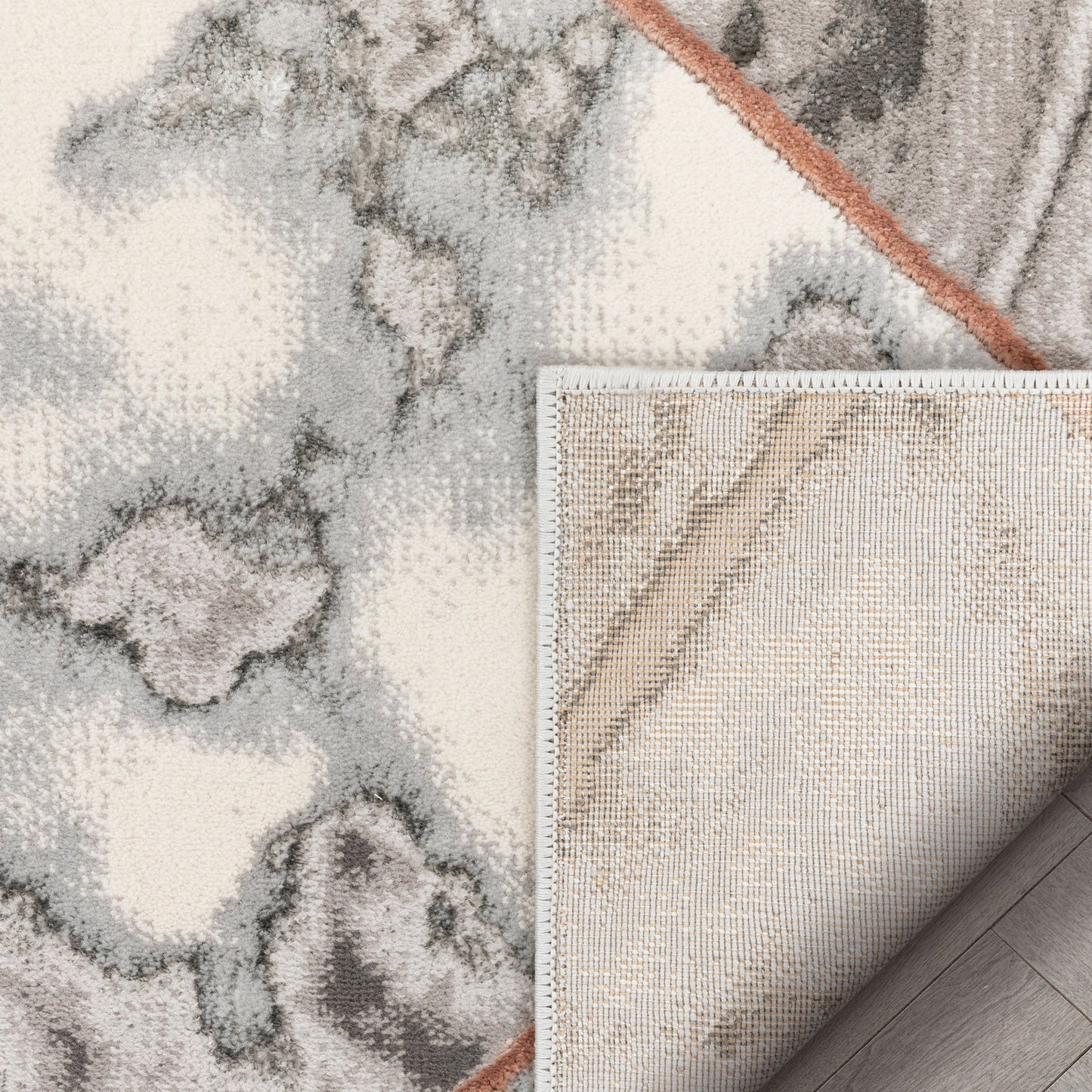 Arlo Retro Marble Pattern Grey Blush Glam Rug FRM-49