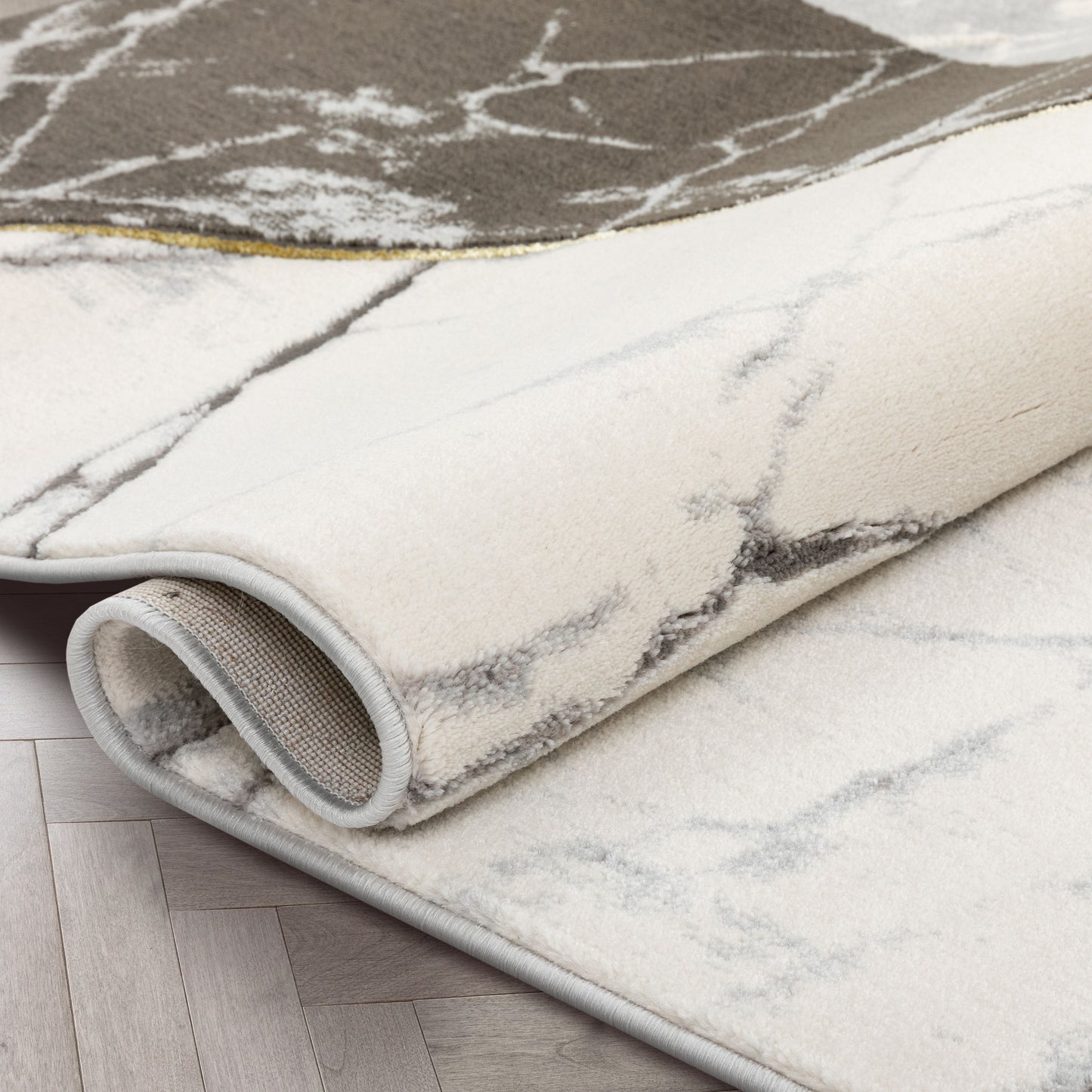 Weston Retro Geometric Marble Pattern Grey Glam Rug FRM-67