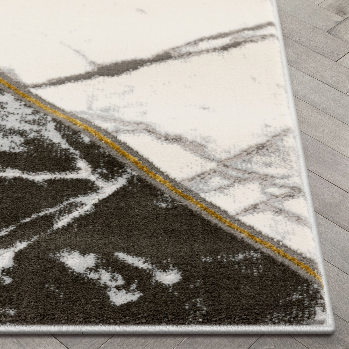 Weston Retro Geometric Marble Pattern Grey Glam Rug FRM-67
